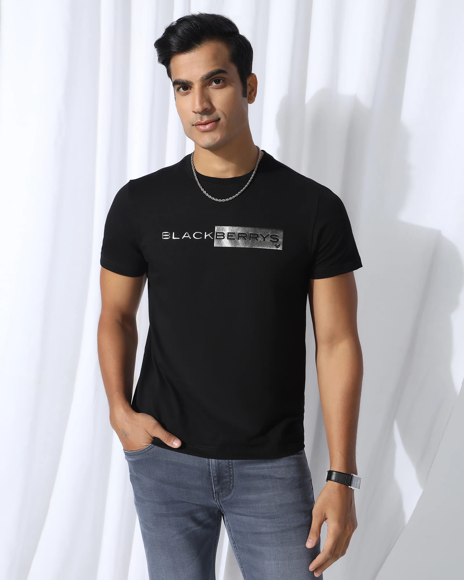 Crew Neck Black Printed T-Shirt - Zedd - Image 7
