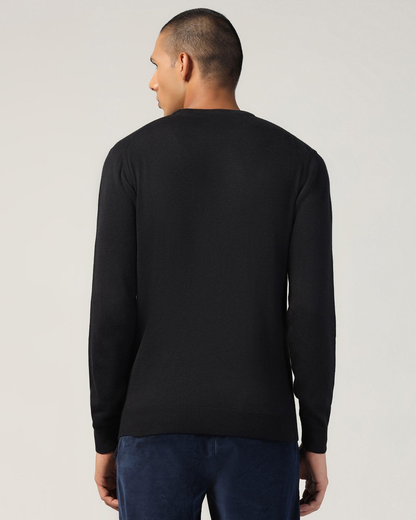 Crew Neck Black Solid Sweater - Harley - Image 2