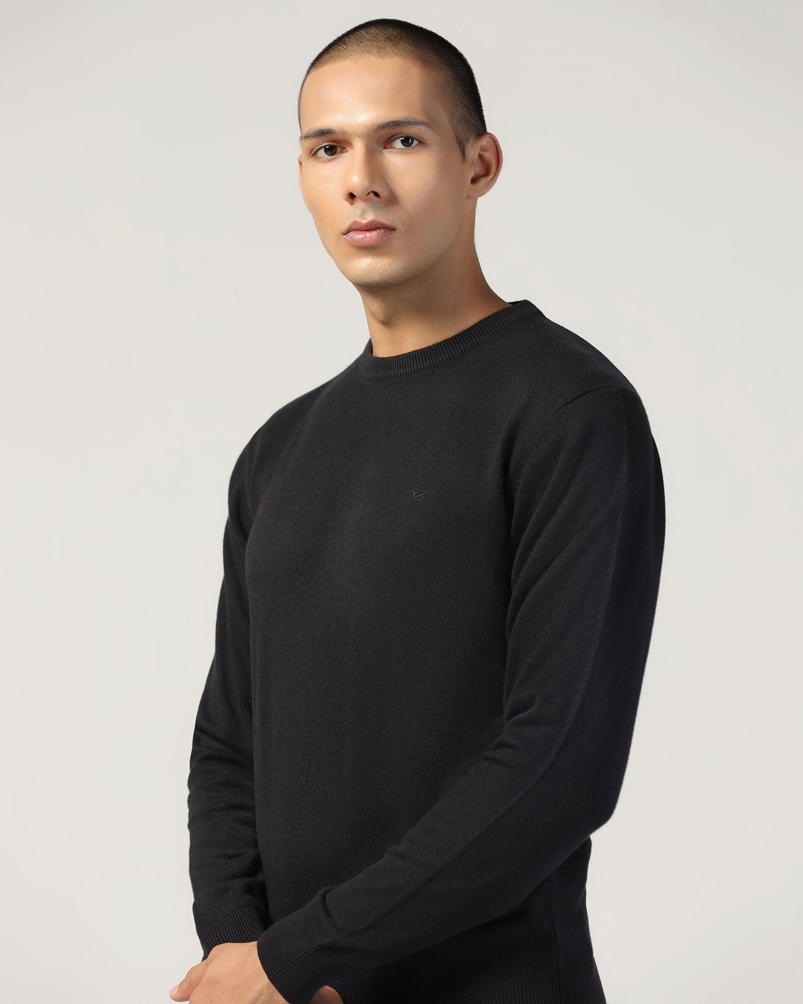 Crew Neck Black Solid Sweater - Harley - Image 4
