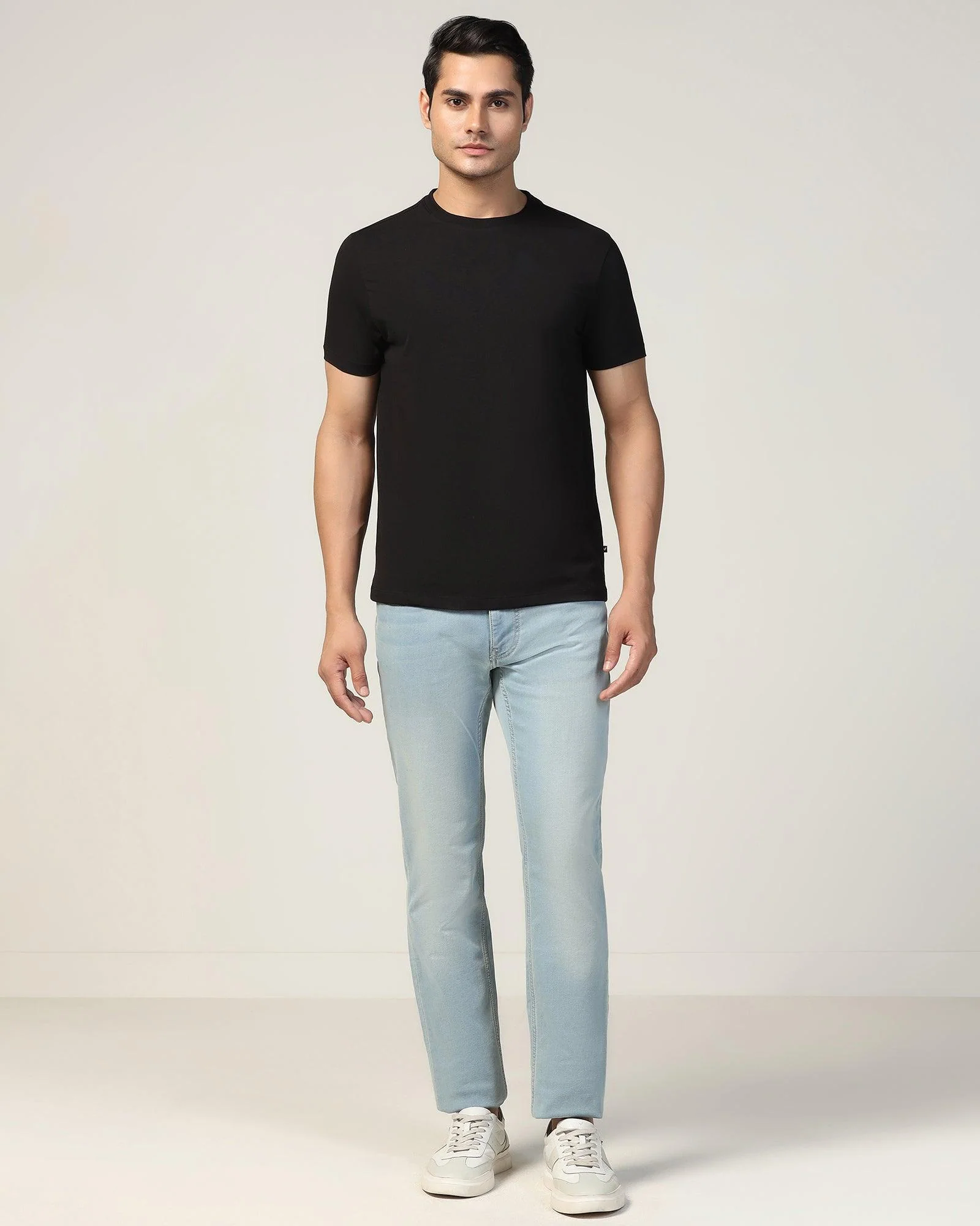 Crew Neck Black Solid T-Shirt - Noah - Image 3