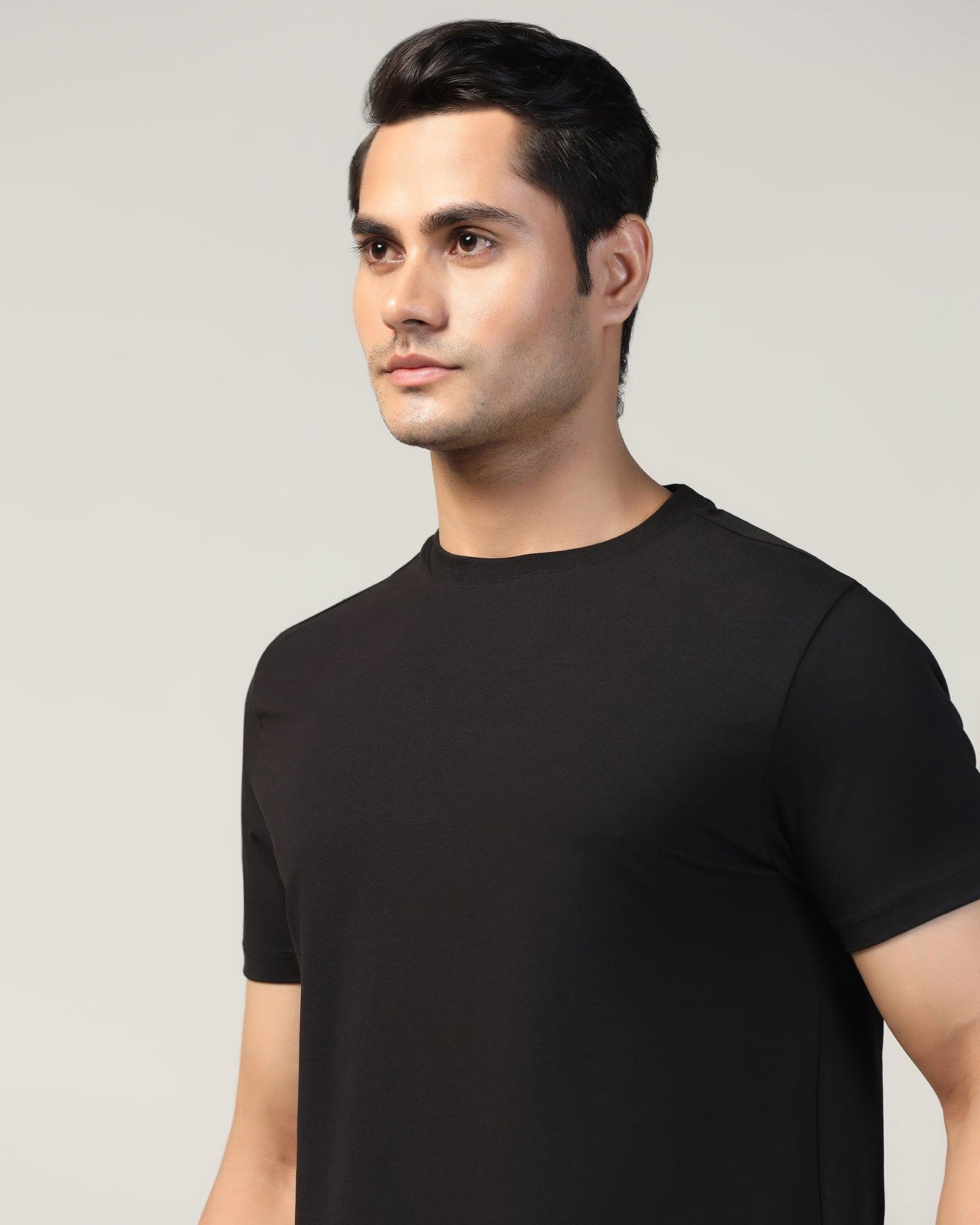 Crew Neck Black Solid T-Shirt - Noah - Image 4