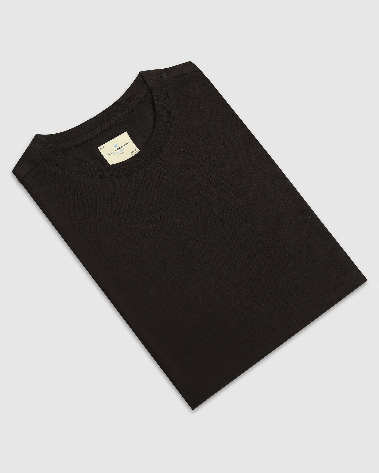 Crew Neck Black Solid T-Shirt - Noah - Image 5