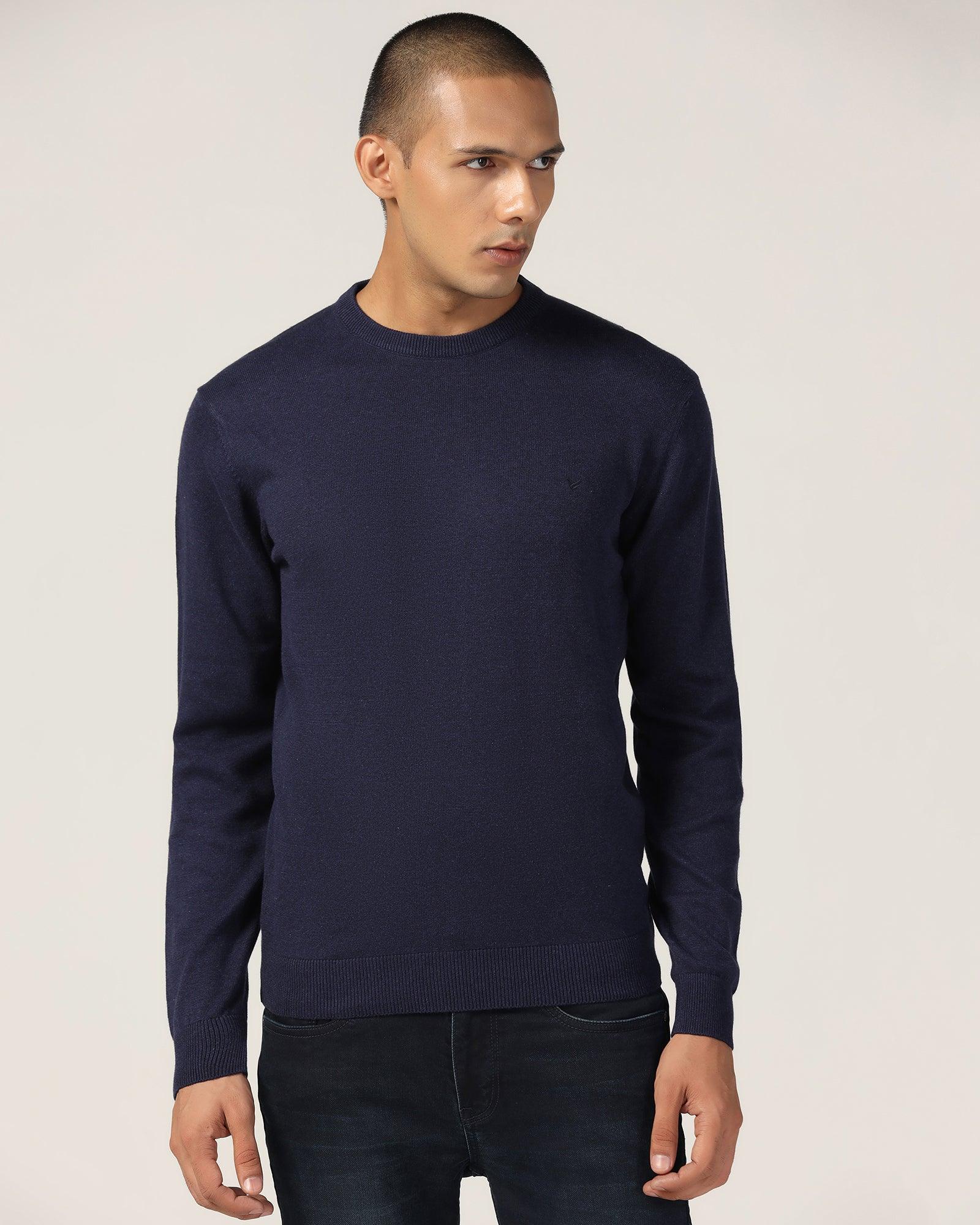Crew Neck Blue Solid Sweater - Harley - Image 8