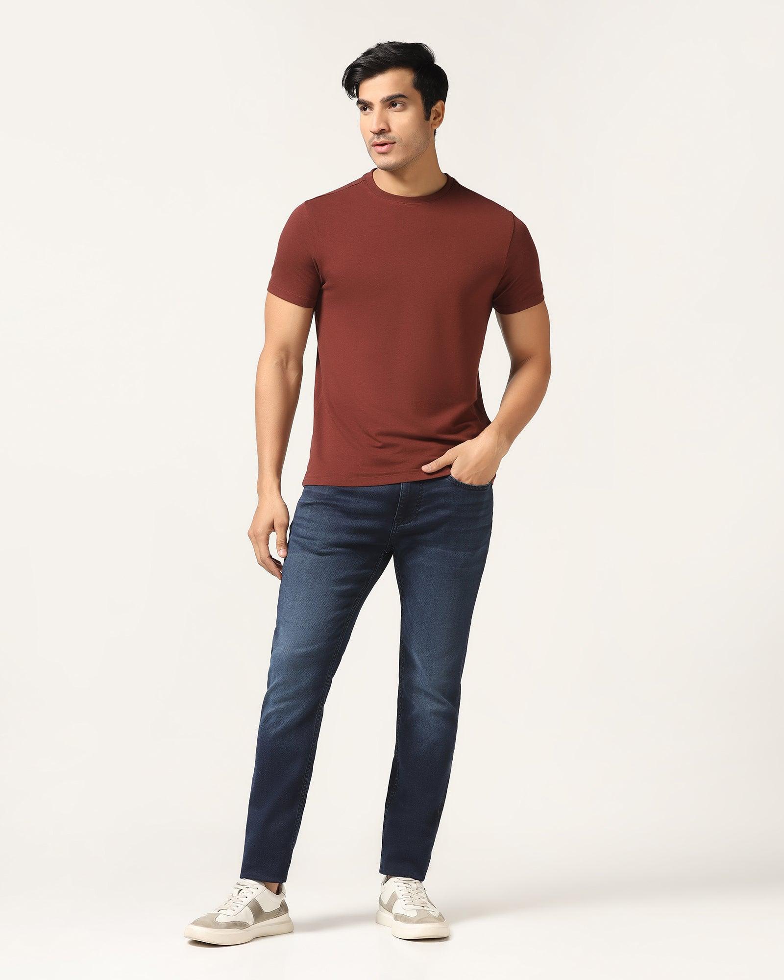 Crew Neck Brown Solid T-Shirt - Kai - Image 3