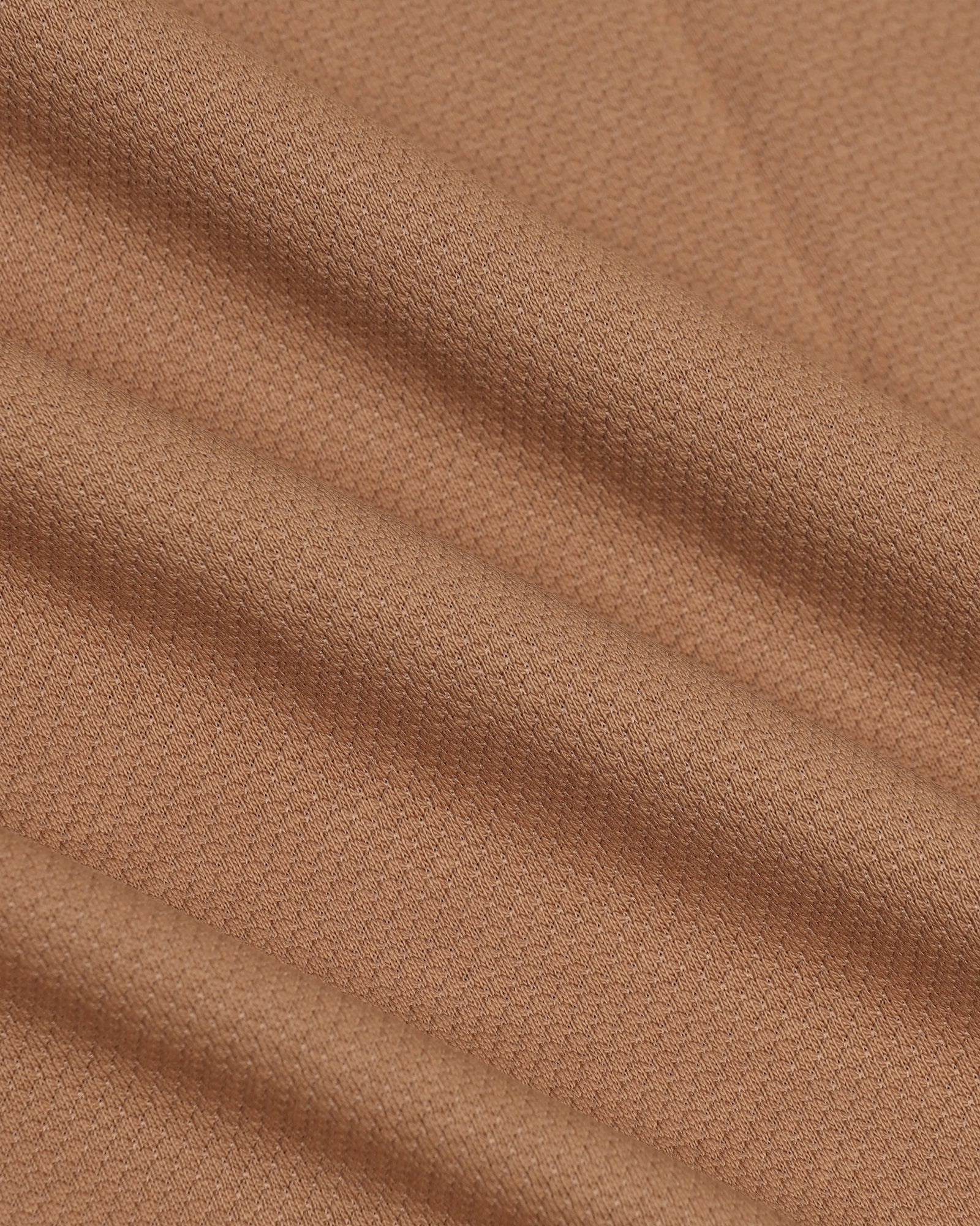 Crew Neck Brown Tan Textured T-Shirt - Corn - Image 6