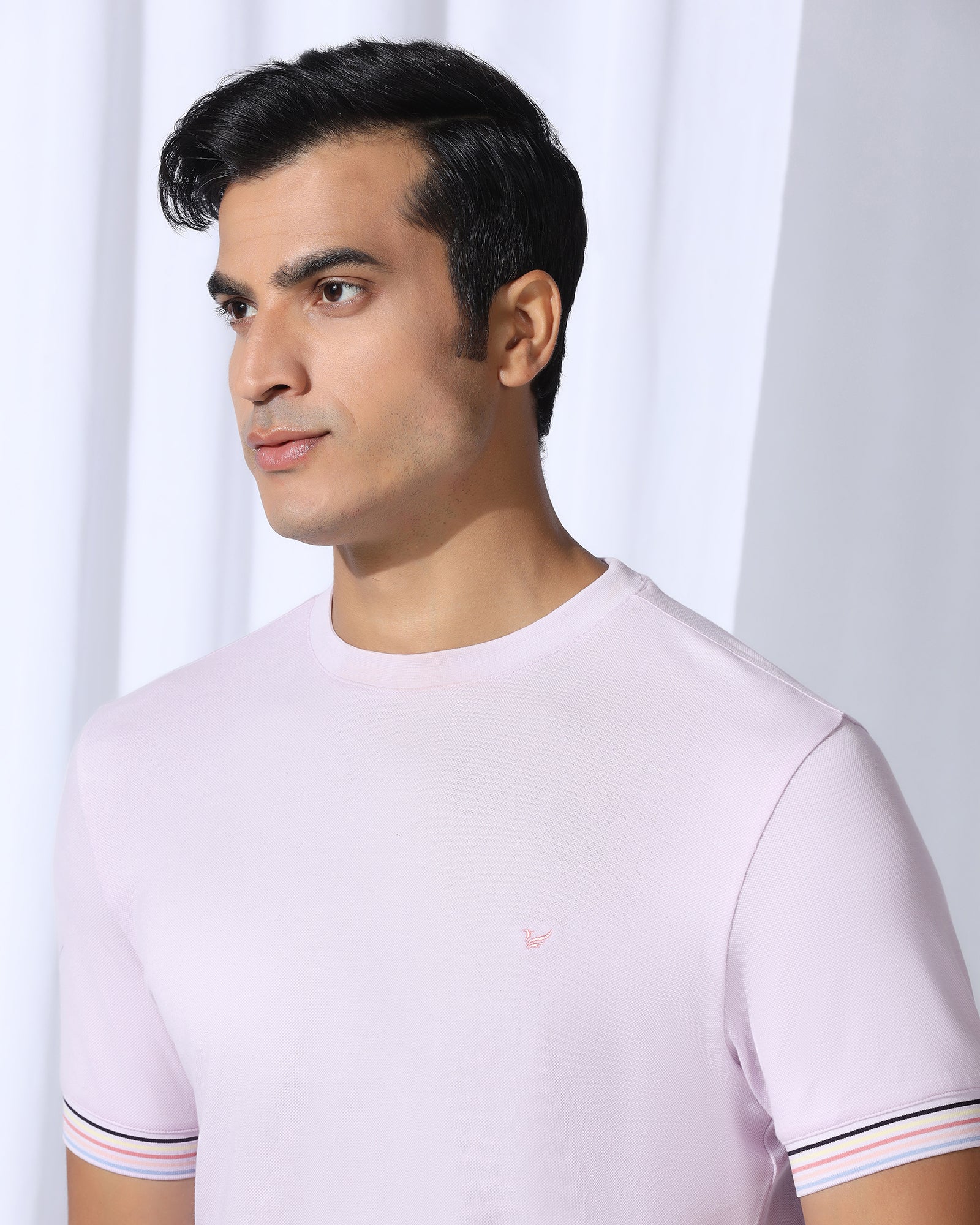 Crew Neck Light Purple Solid T-Shirt - Spectrum - Image 4