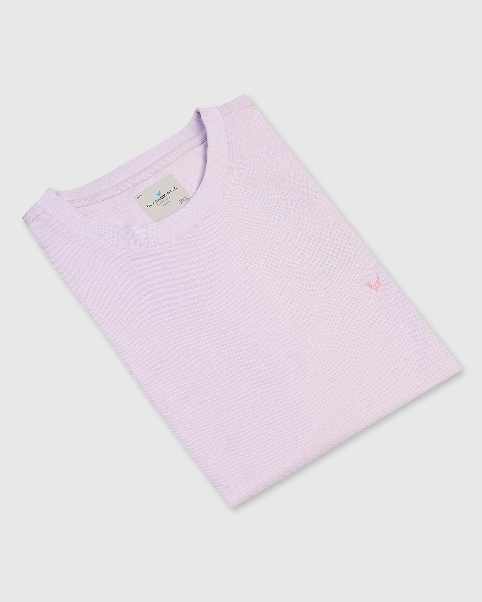 Crew Neck Light Purple Solid T-Shirt - Spectrum - Image 5
