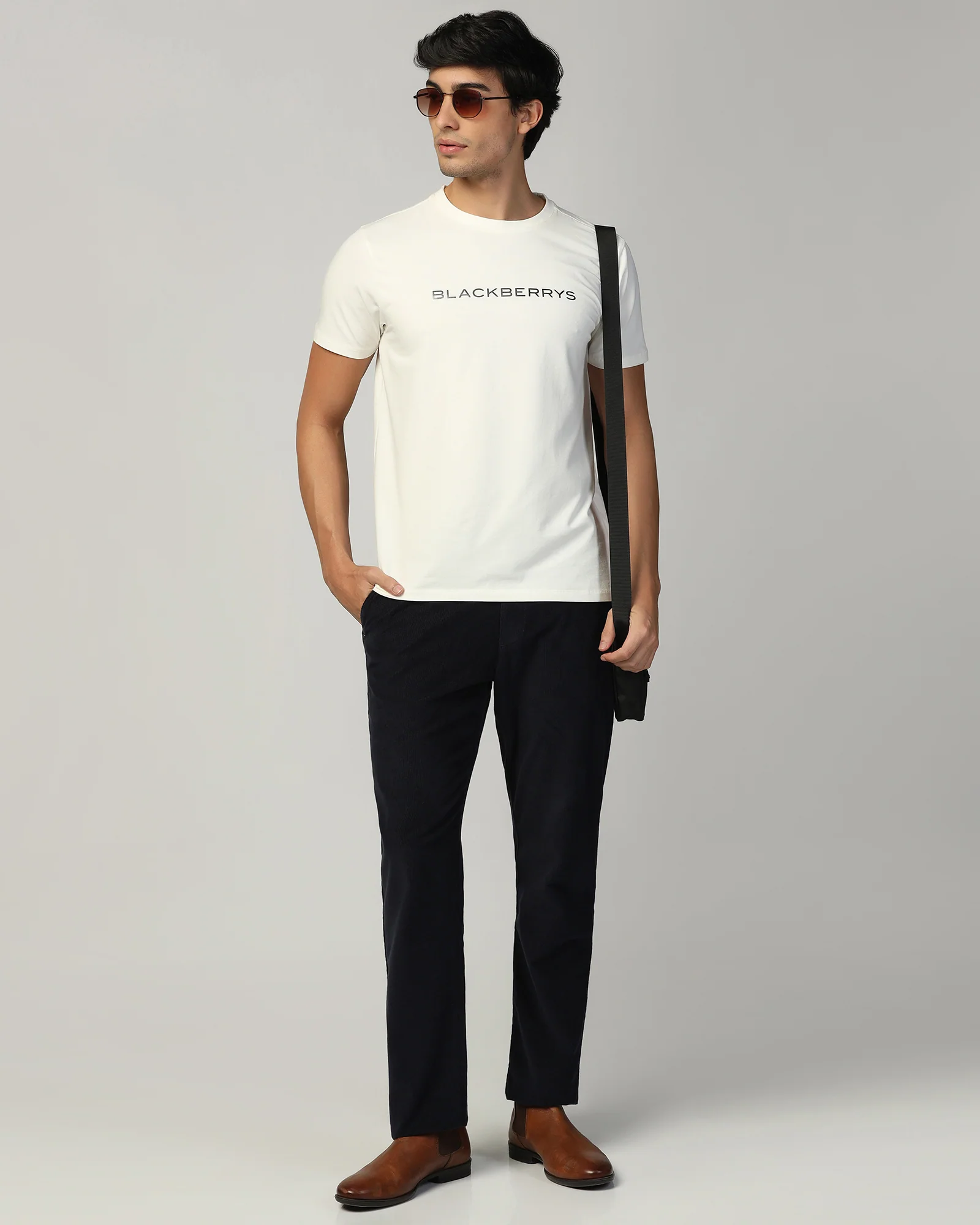 Crew Neck Off White Printed T-Shirt - Rumba - Image 7