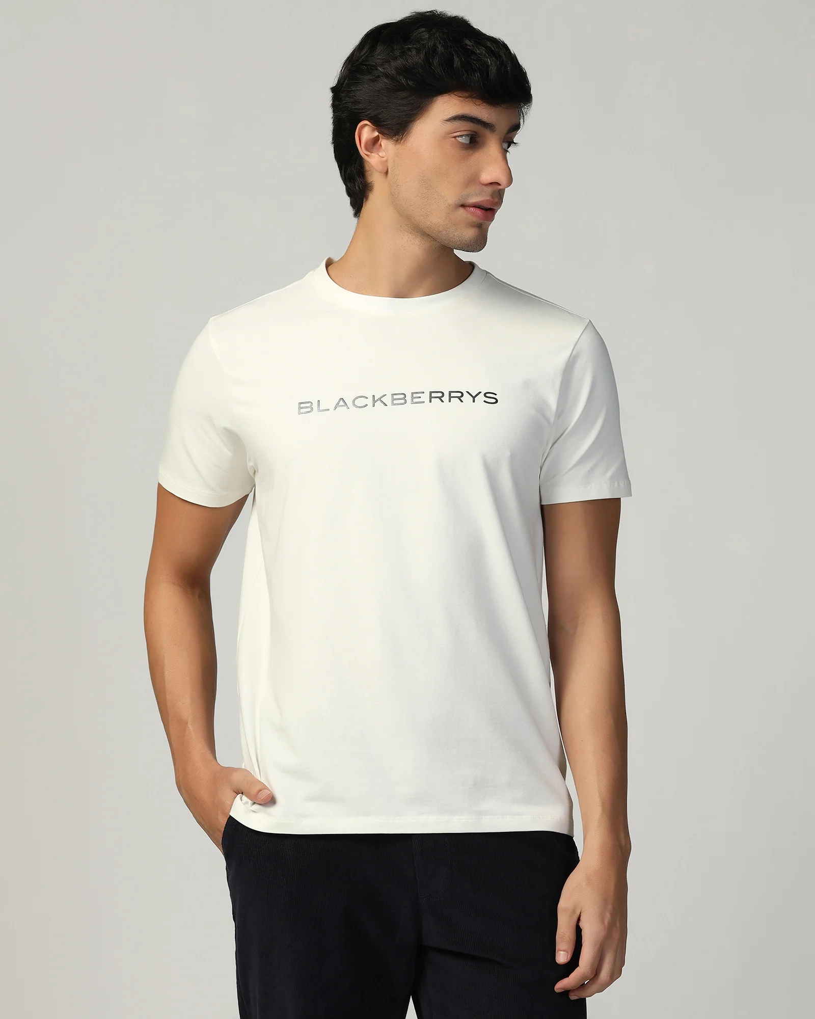 Crew Neck Off White Printed T-Shirt - Rumba - Image 8