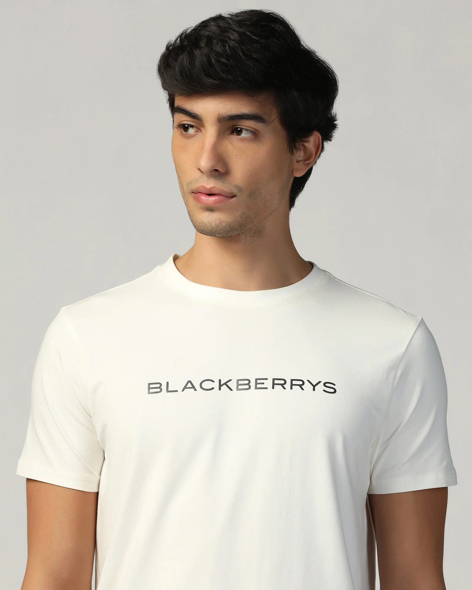 Crew Neck Off White Printed T-Shirt - Rumba - Image 9