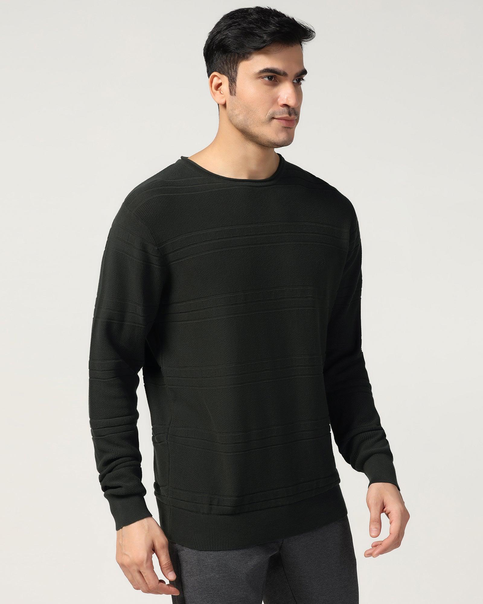 Crew Neck Olive Structure Sweater - Jacey - Image 7