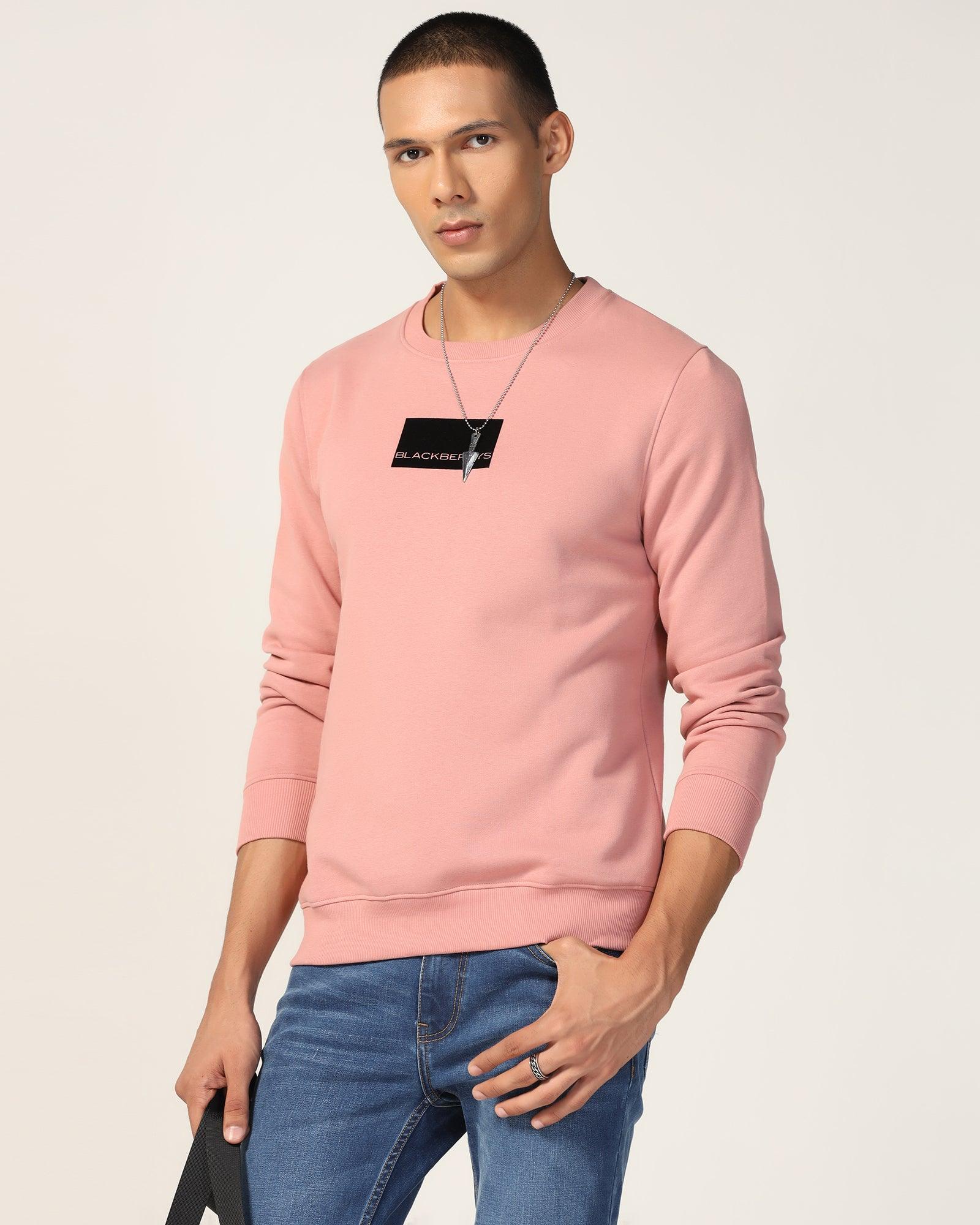 Crew Neck Pink Solid Sweatshirt - Uno - Image 2