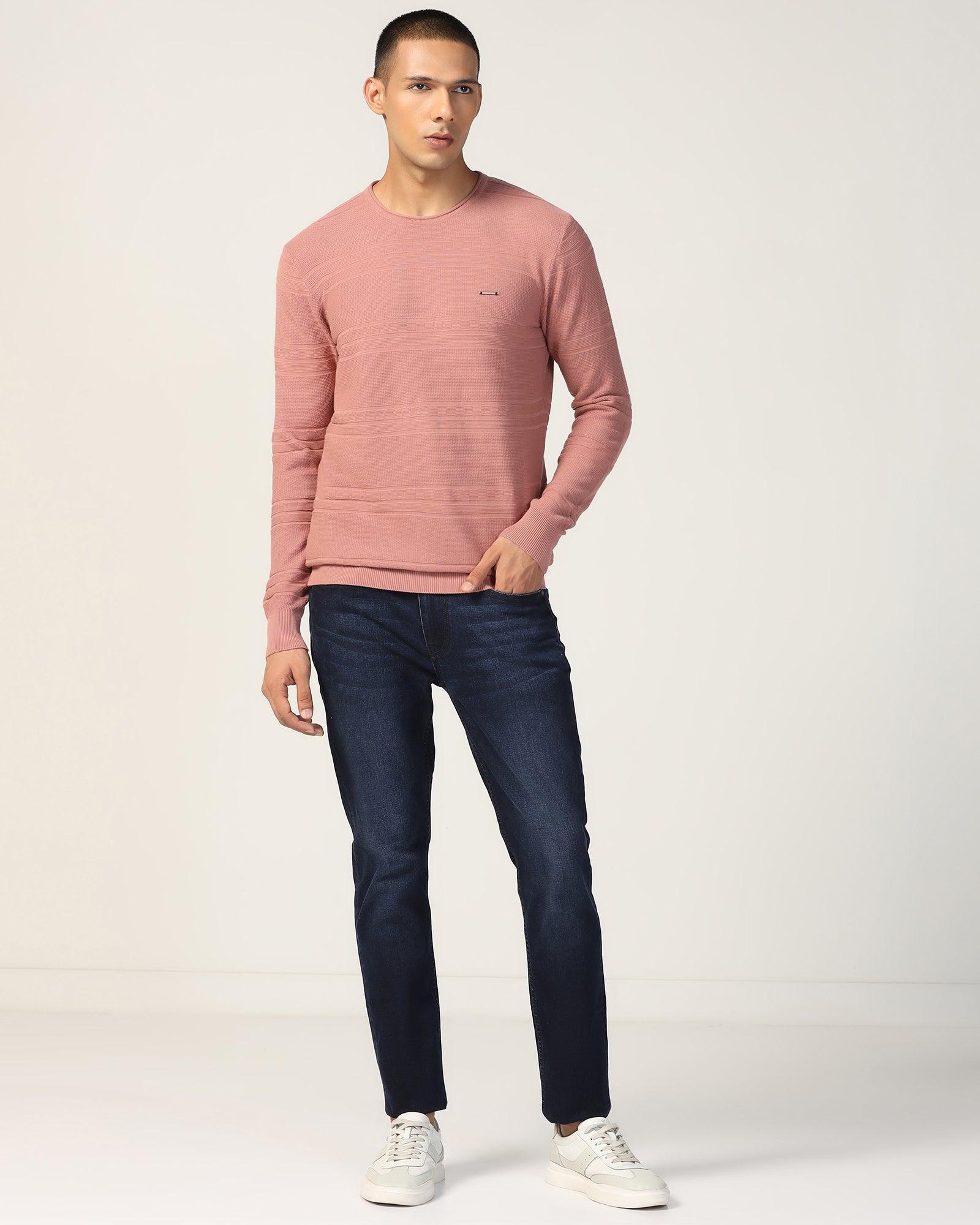 Crew Neck Pink Structure Sweater - Jacey - Image 6