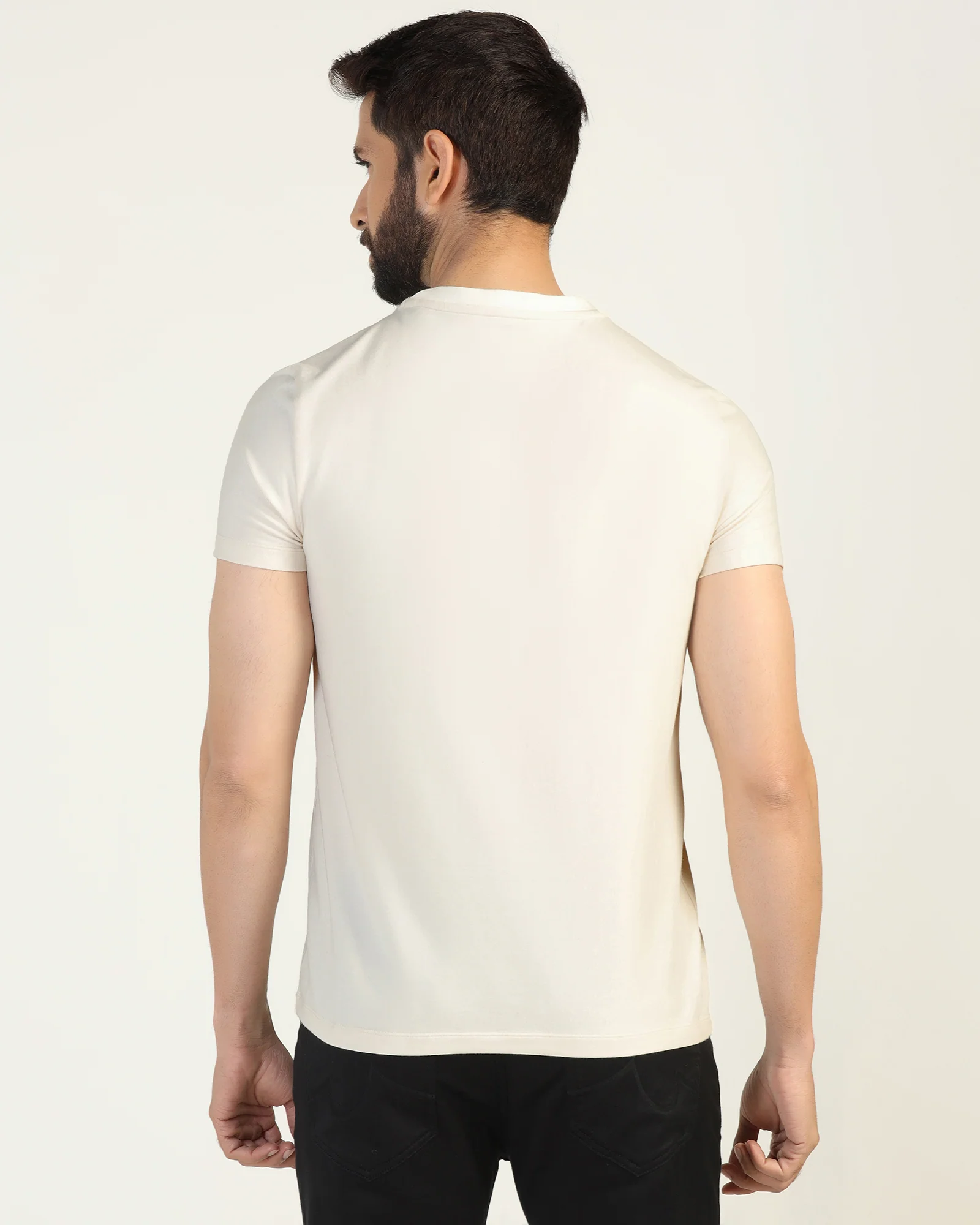 Crew Neck Powder Yellow Stripe T-Shirt - Lincoln - Image 2