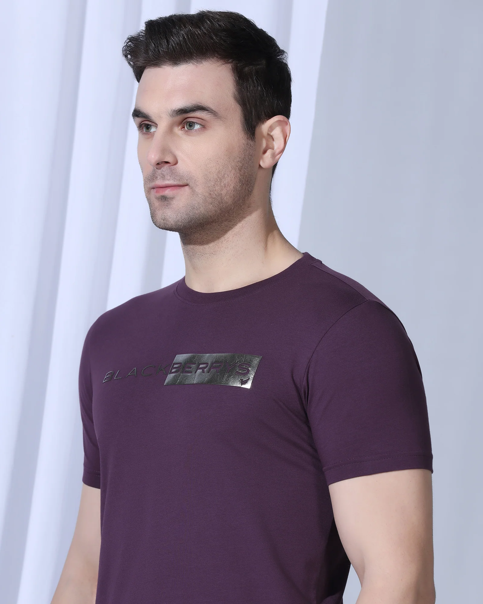 Crew Neck Purple Printed T-Shirt - Zedd - Image 4