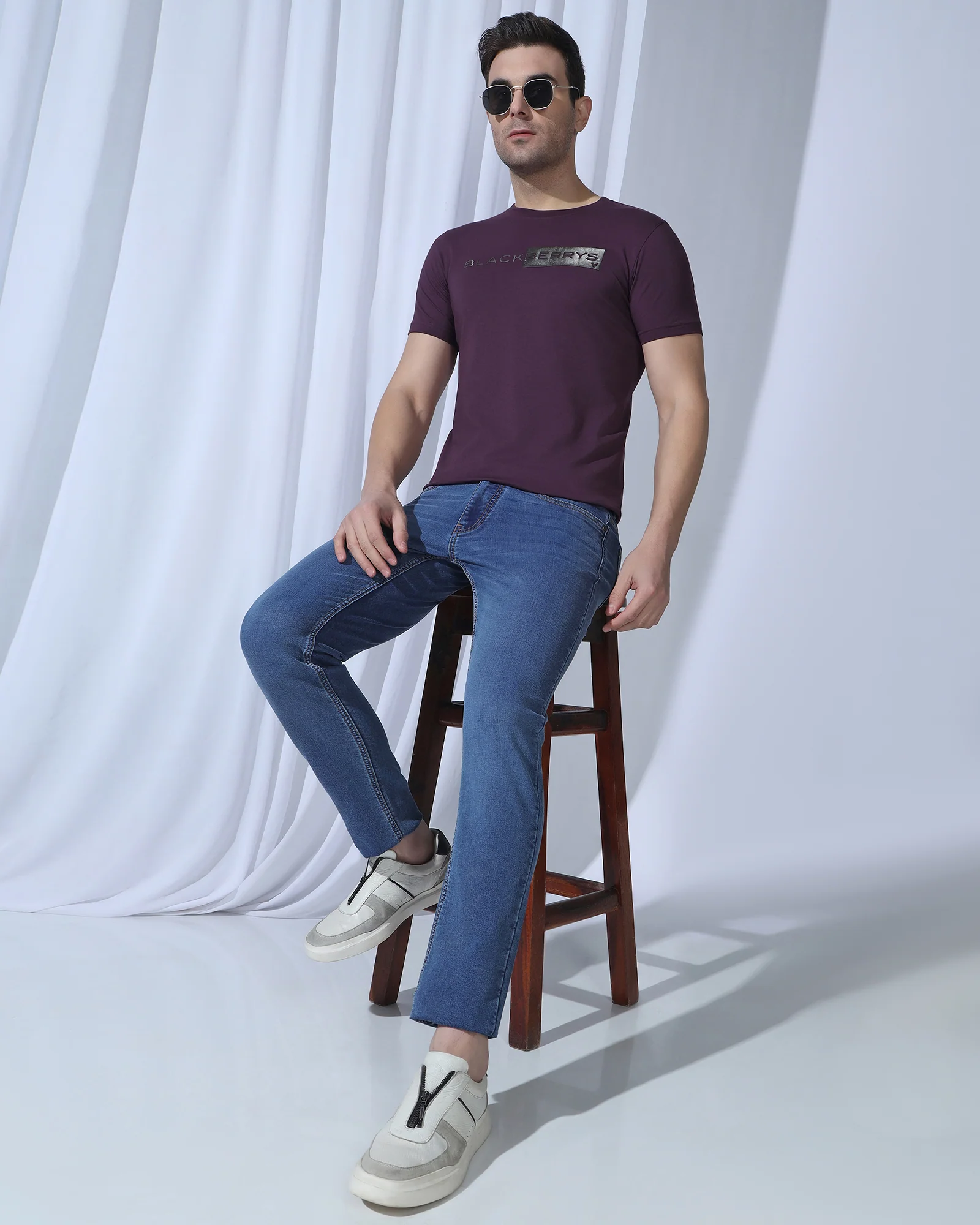 Crew Neck Purple Printed T-Shirt - Zedd - Image 7