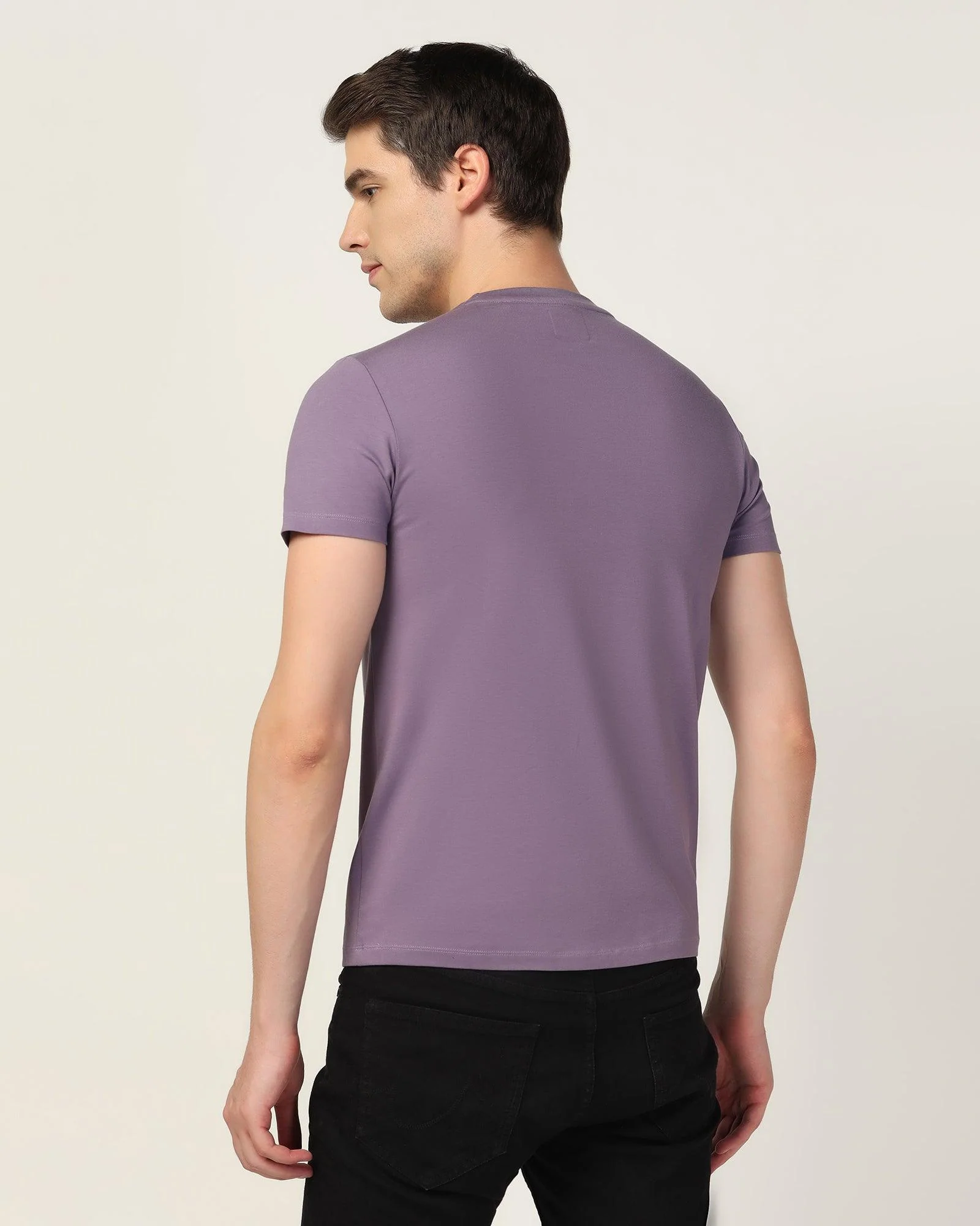 Crew Neck Purple Printed T-Shirt - Salve - Image 2