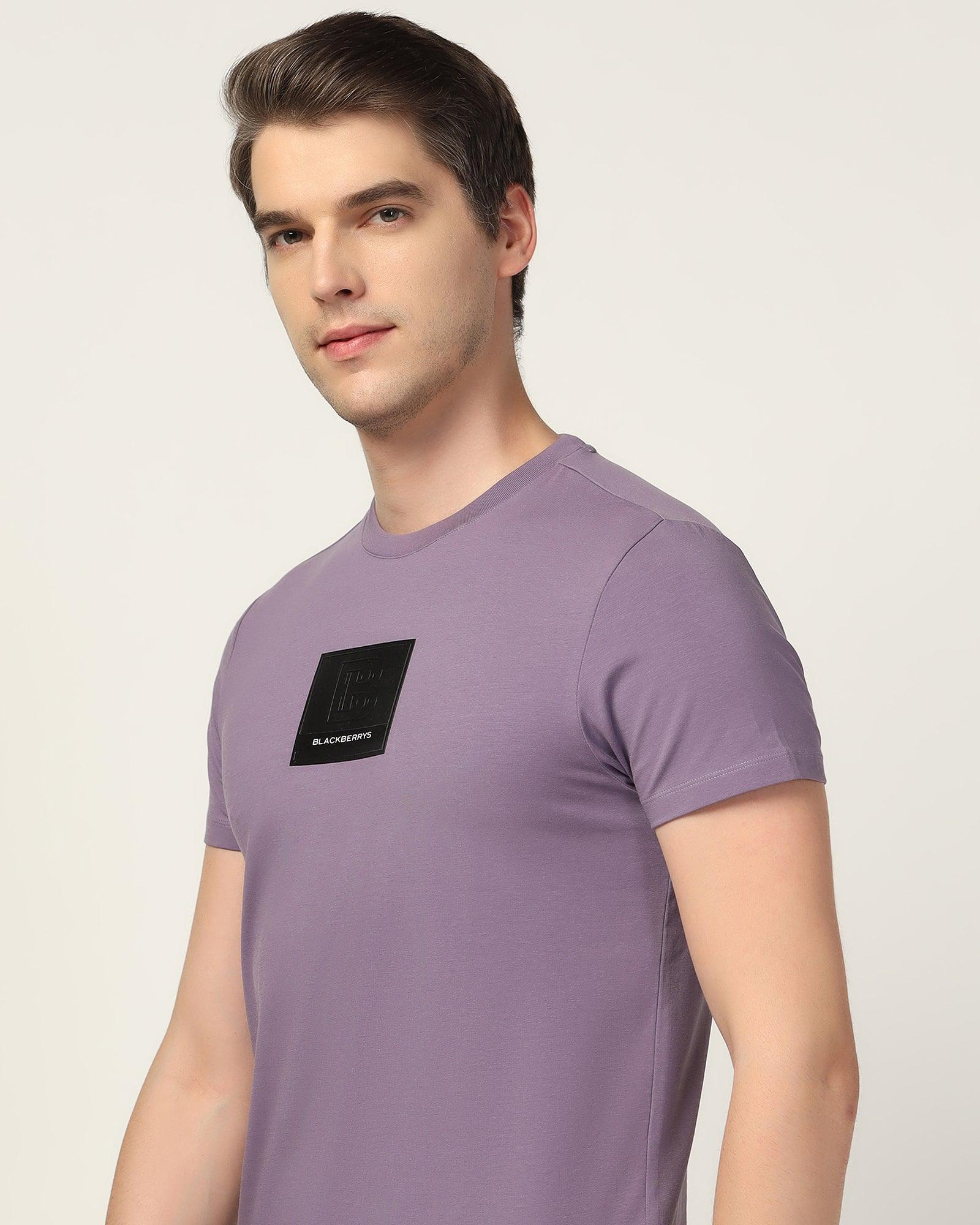 Crew Neck Purple Printed T-Shirt - Salve - Image 4