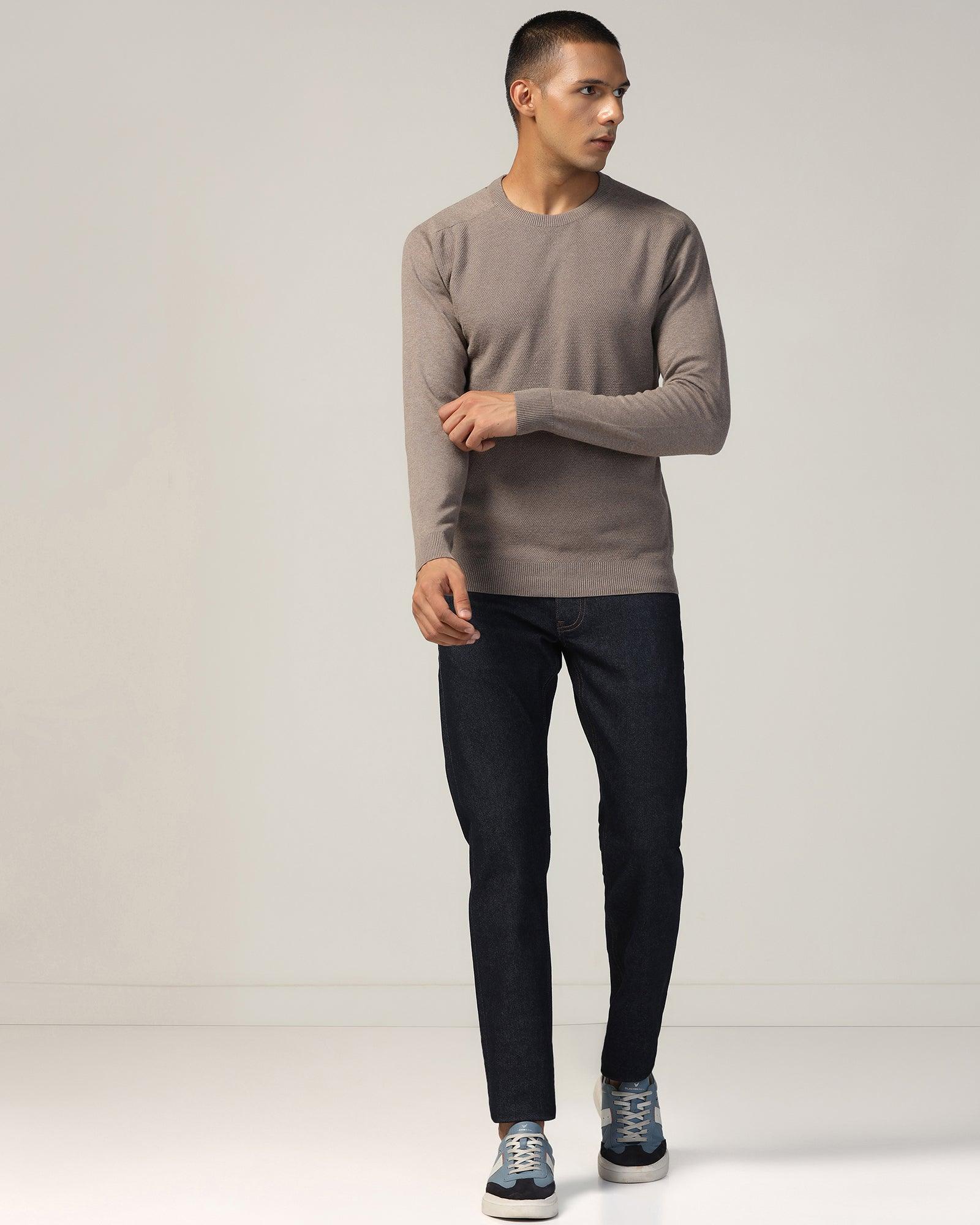 Crew Neck Stone Structure Sweater - Raven - Image 3