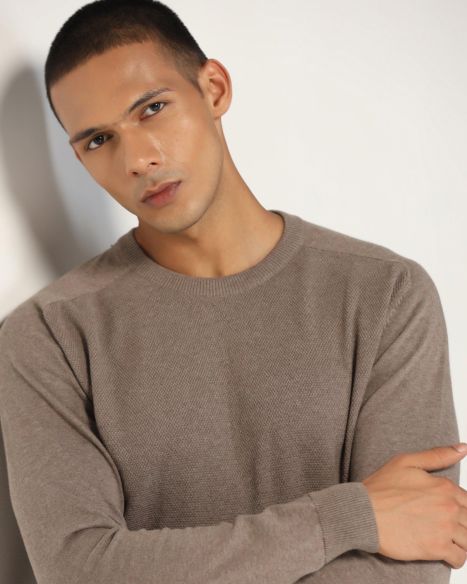 Crew Neck Stone Structure Sweater - Raven - Image 7
