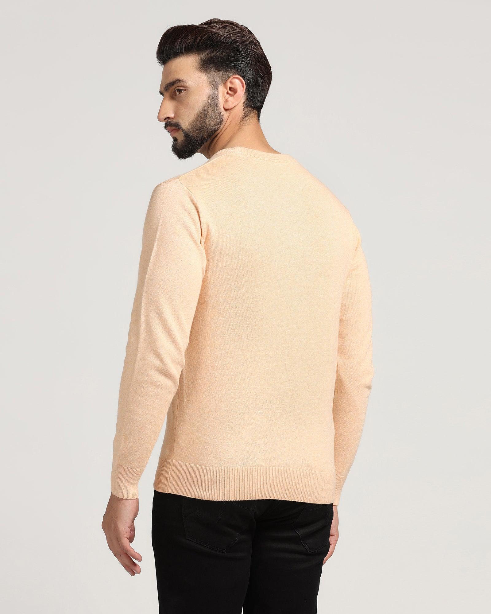 Crew Neck Cream Solid Sweater - Jolly - Image 2