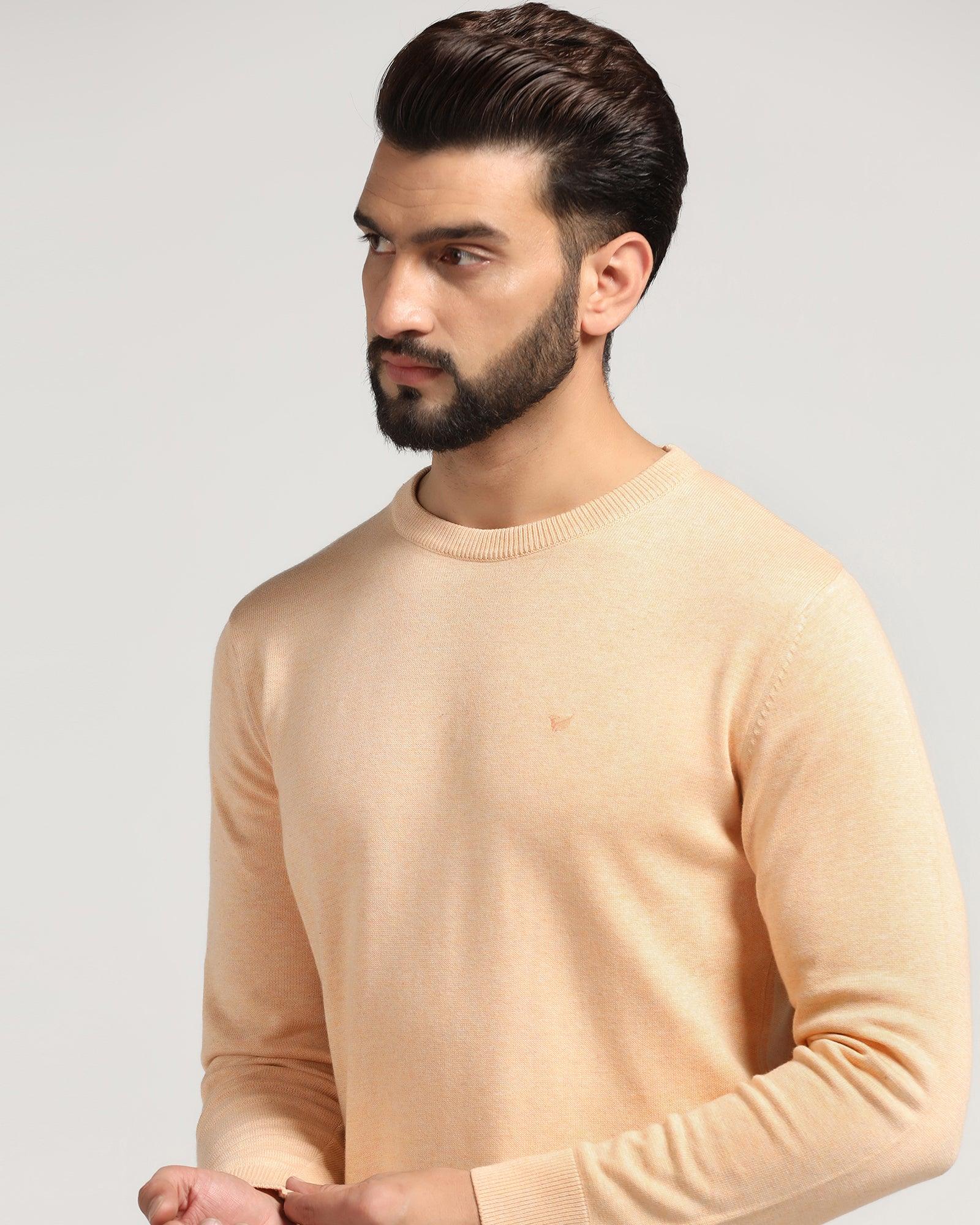 Crew Neck Cream Solid Sweater - Jolly - Image 4