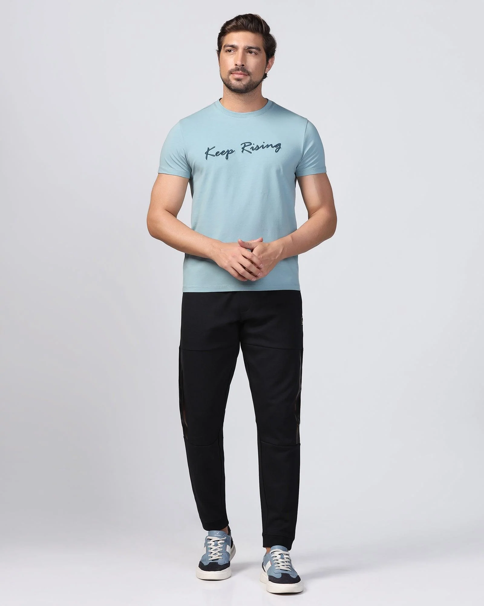 Crew Neck Teal Printed T-Shirt - Levi - Image 3