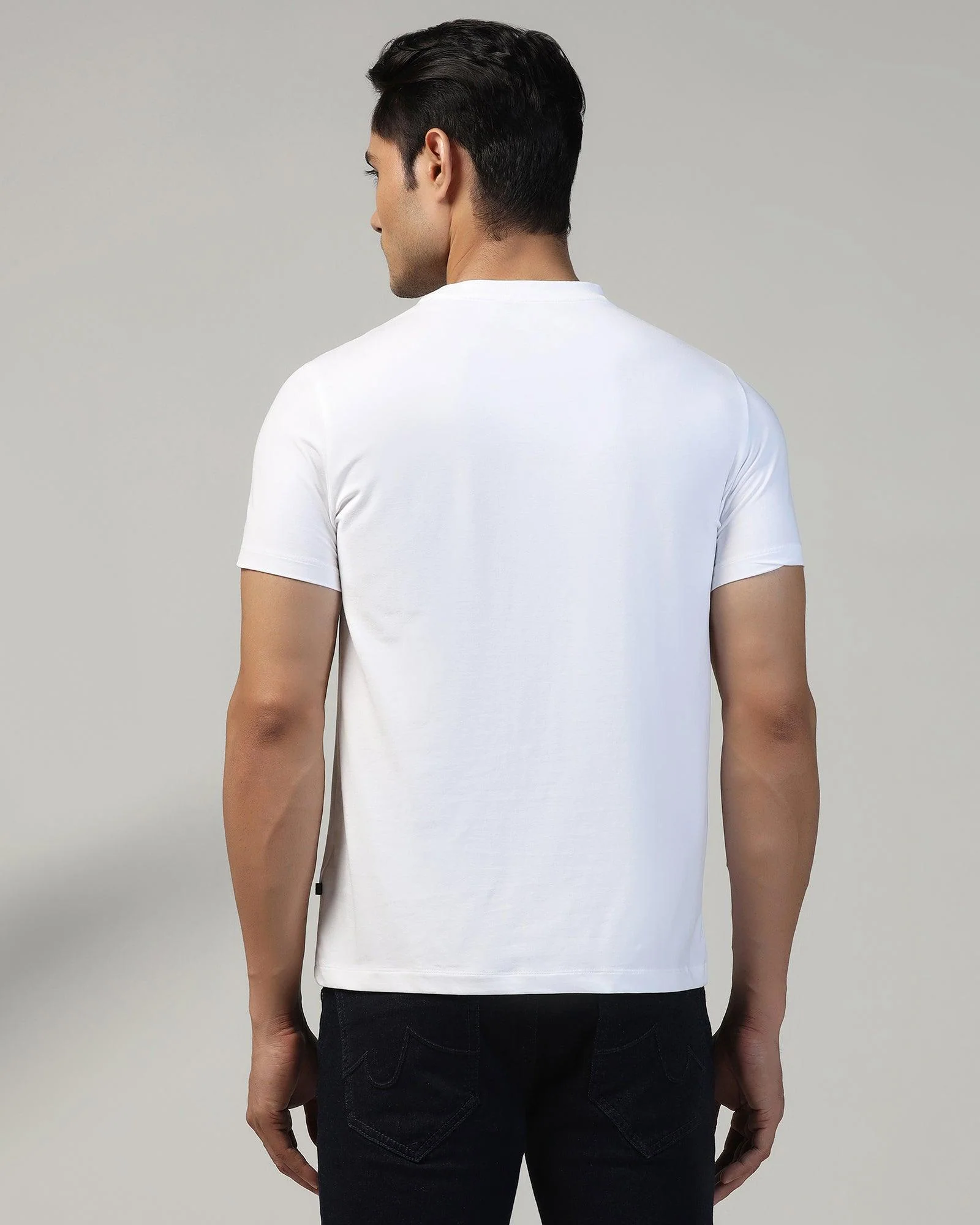 Crew Neck White Solid T-Shirt - Noah - Image 2