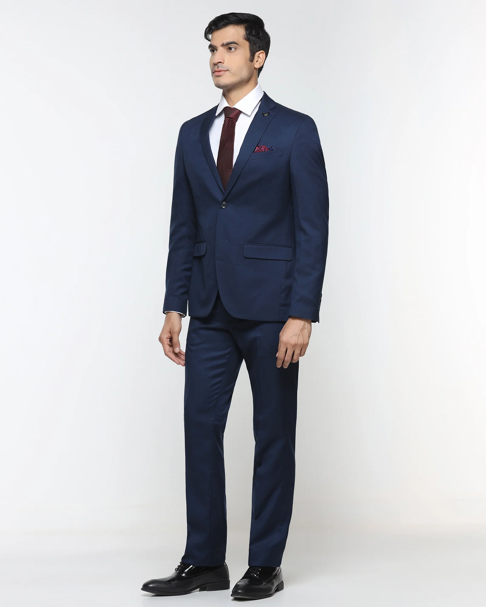 Dark Blue Two Piece Solid Suit - Cabshot - Image 7