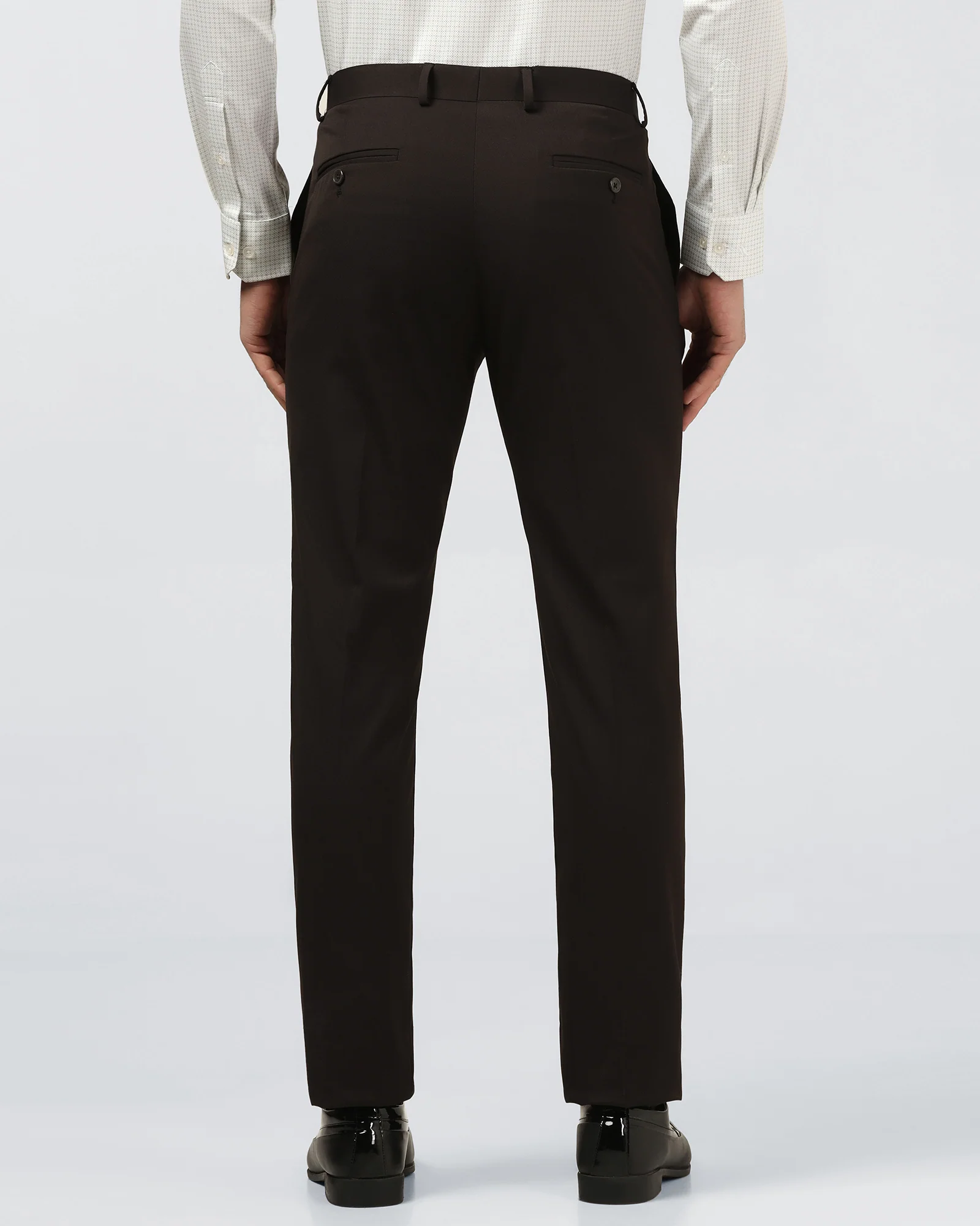 Dark Brown Solid Trouser - Marco - Image 2