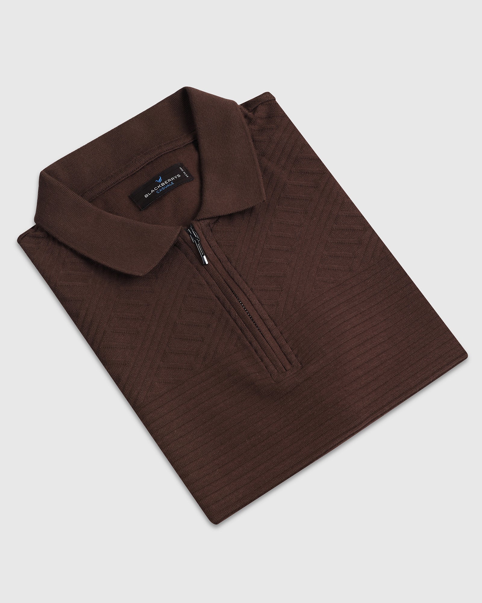 Dark Brown Textured Polo - Bourbon - Image 5