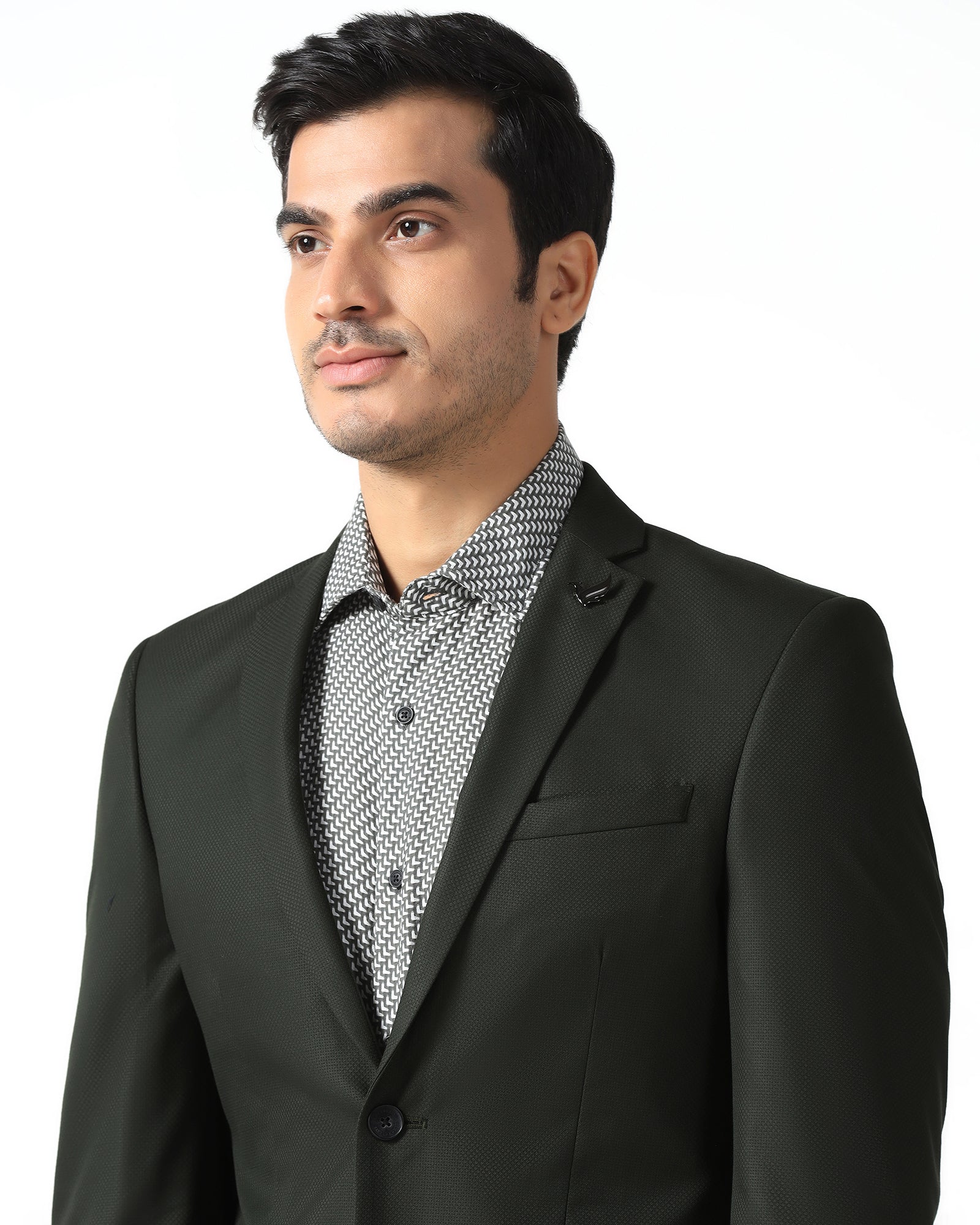 Dark Green Two Piece Textured Suit - Qualcom - Image 4