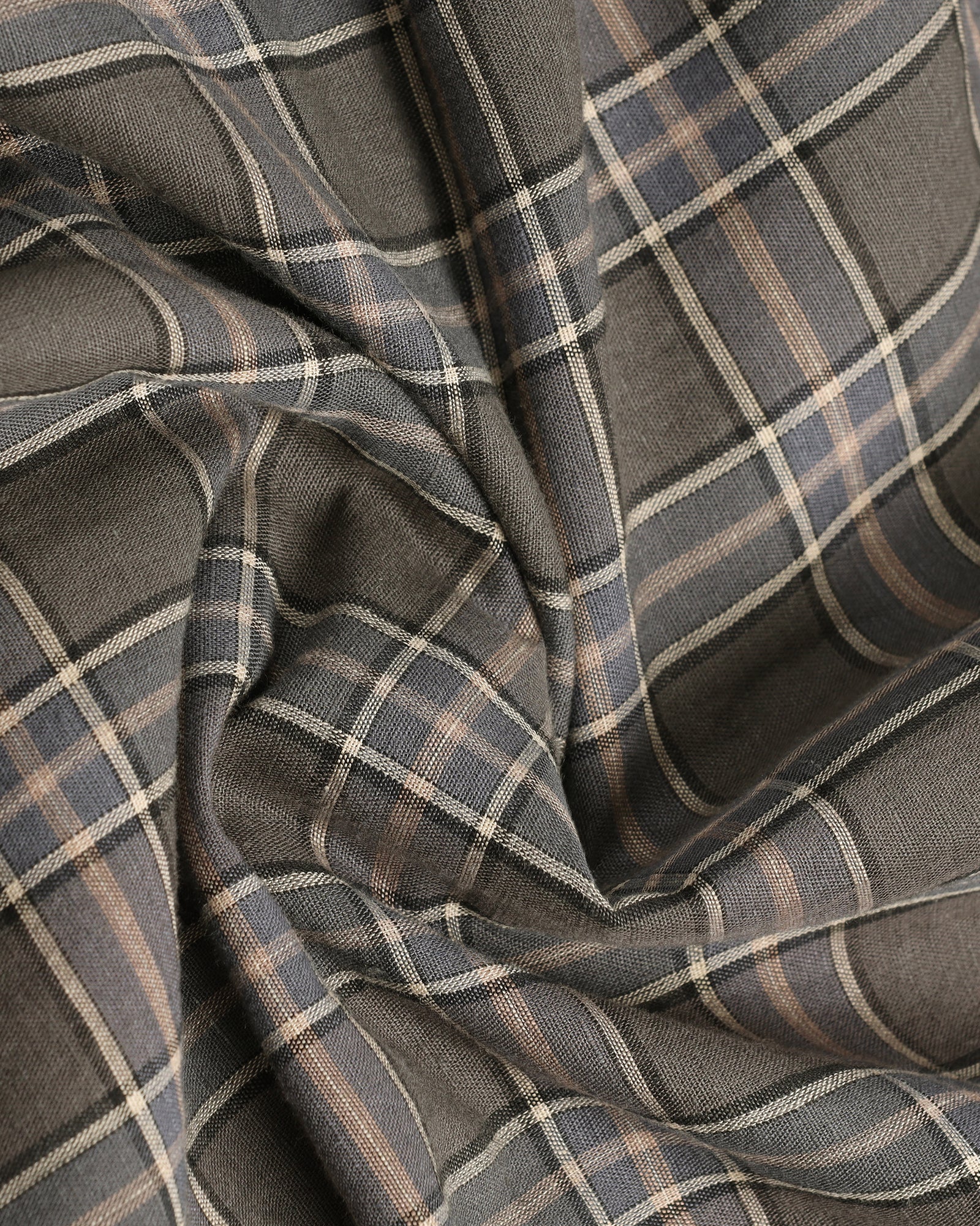 Dark Grey Linen Check Shirt - Madrik - Image 6