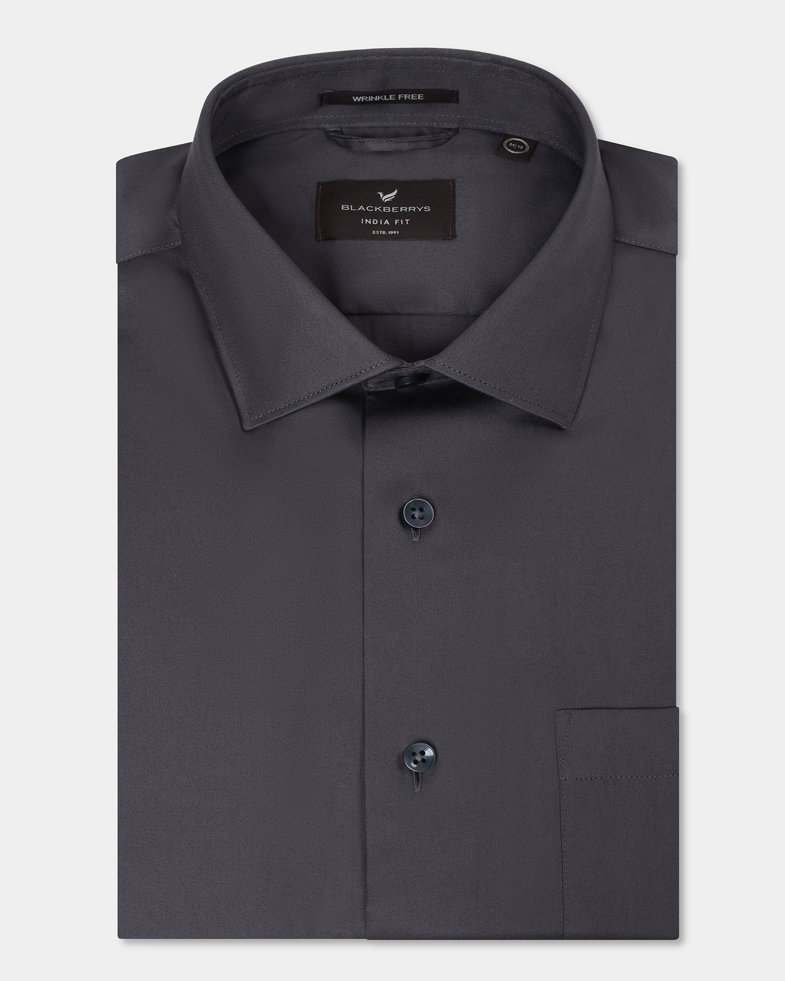 Dark Grey Unwrinkle Solid Shirt - Sylvia - Image 5