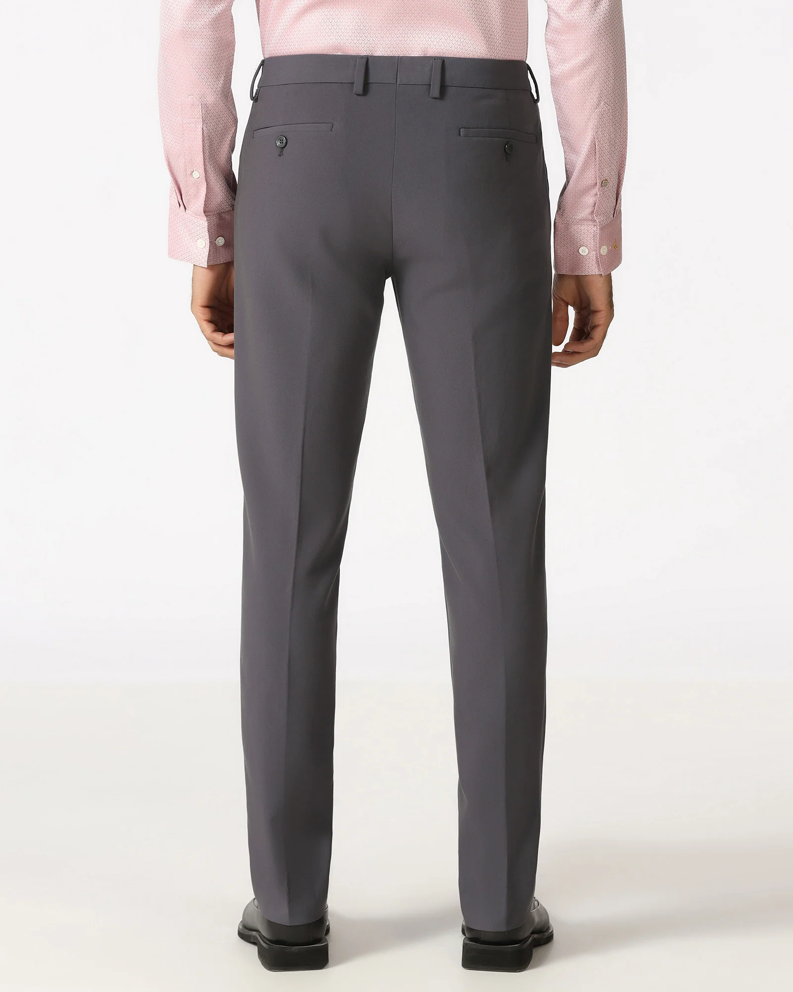 Dark Grey Solid Trouser - Indri - Image 2