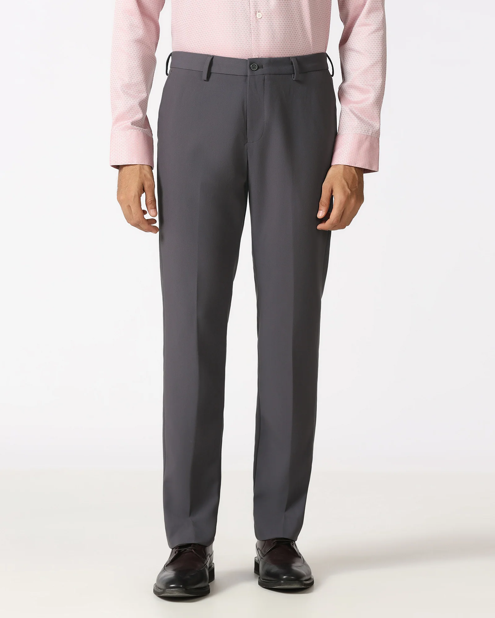Dark Grey Solid Trouser - Indri - Image 3