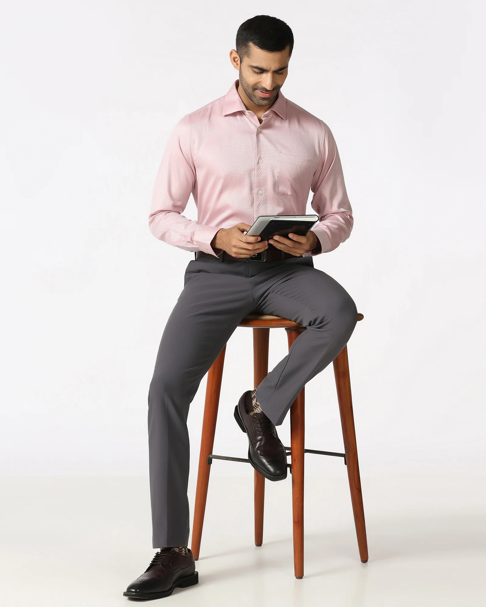 Dark Grey Solid Trouser - Indri - Image 5
