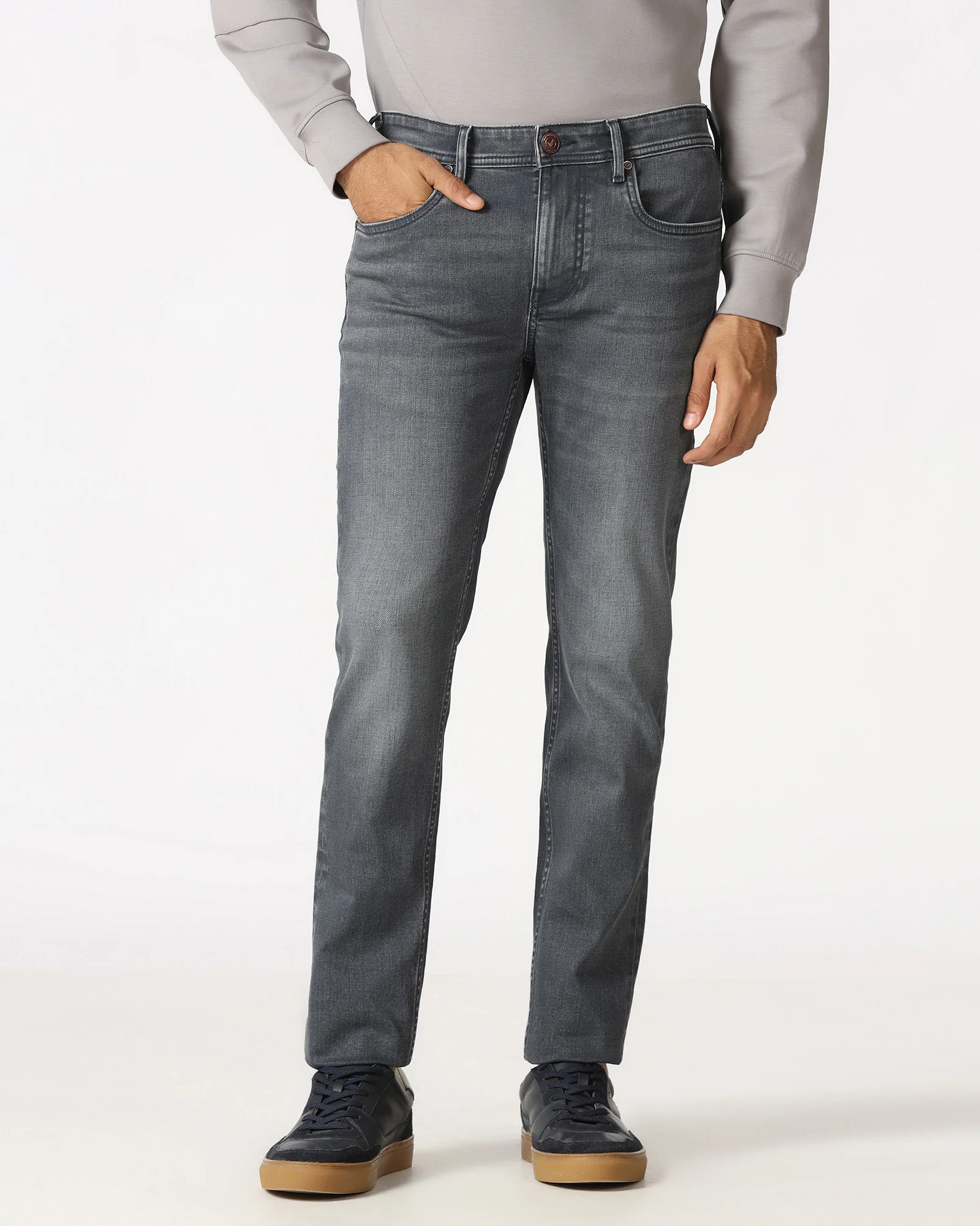 Dark Grey Superflex Slim Fit Jeans - Titus - Image 3