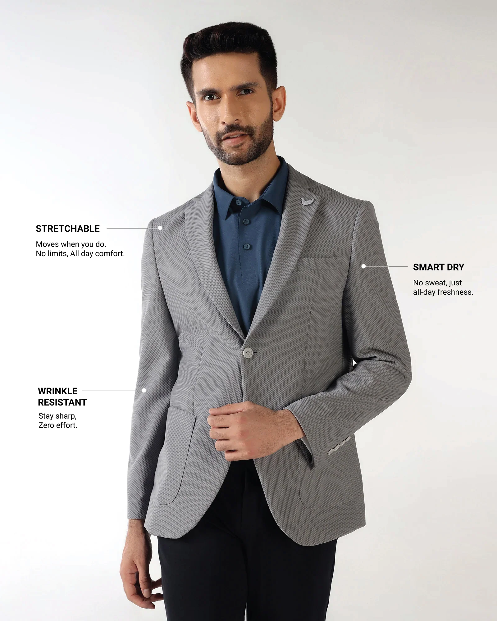 Dark Grey TechPro Textured Blazer - Bowmore