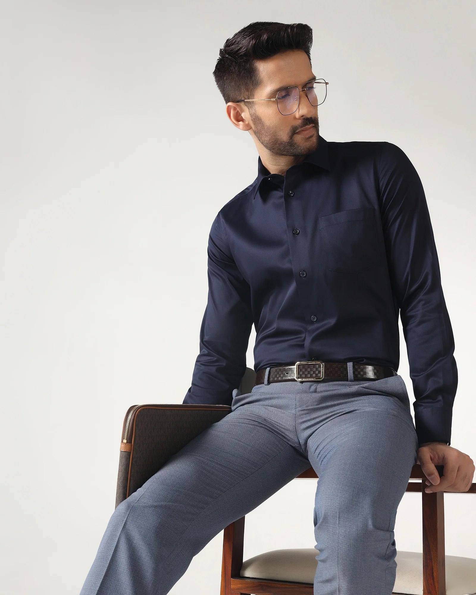 Dark Navy Non Iron Solid Shirt - Sailor - Image 5