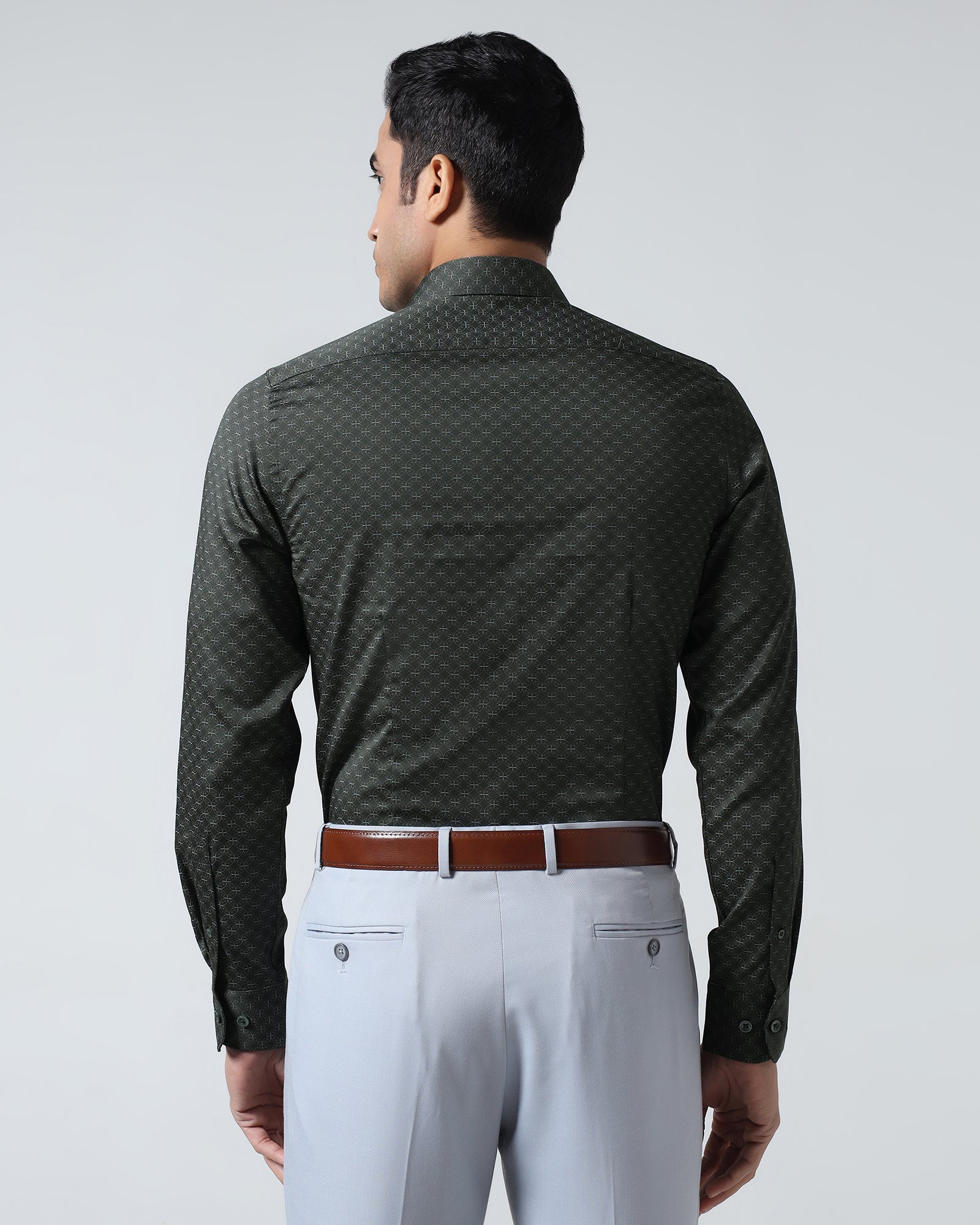 Dark Olive Printed Shirt - Cloud - Image 2