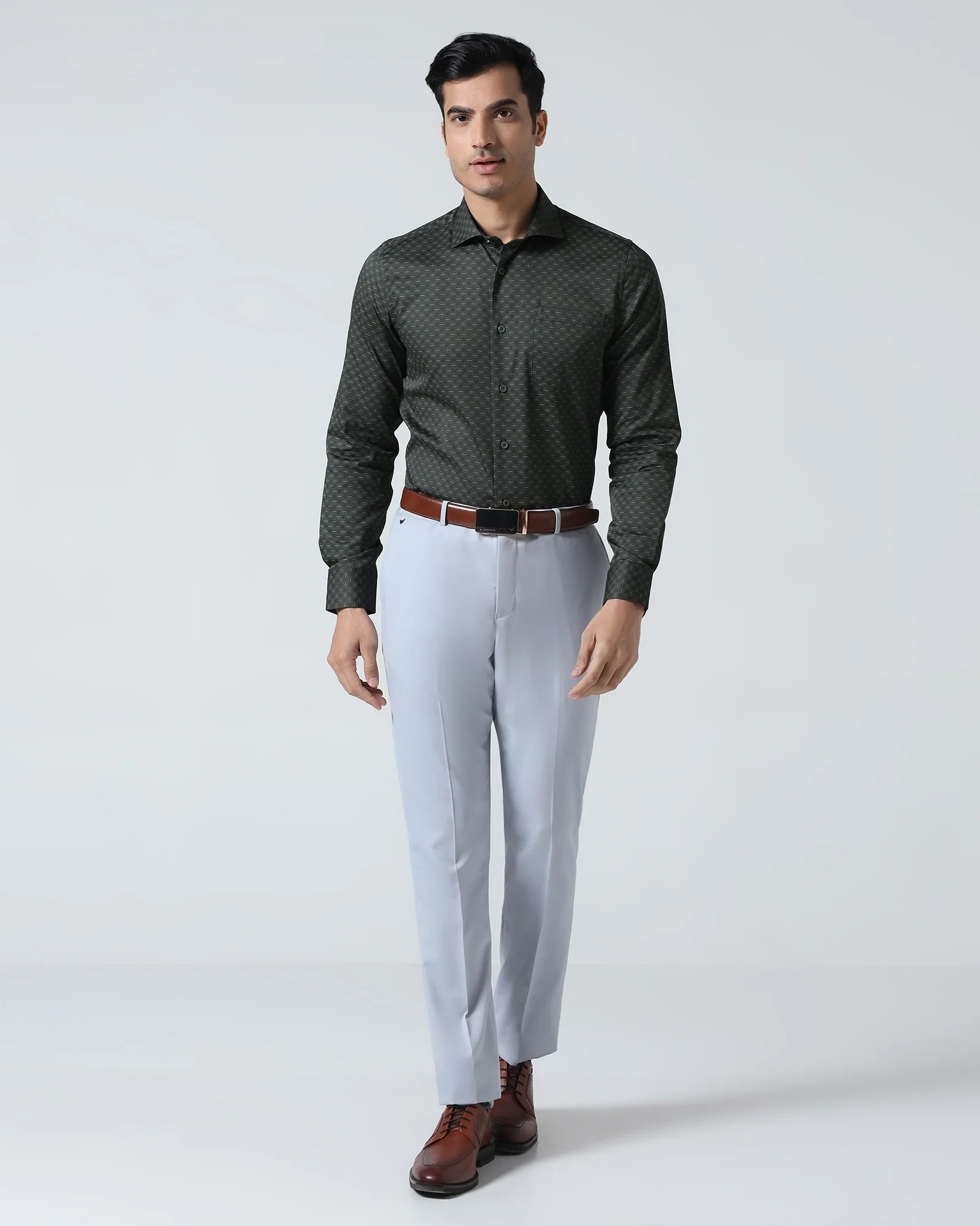 Dark Olive Printed Shirt - Cloud - Image 3
