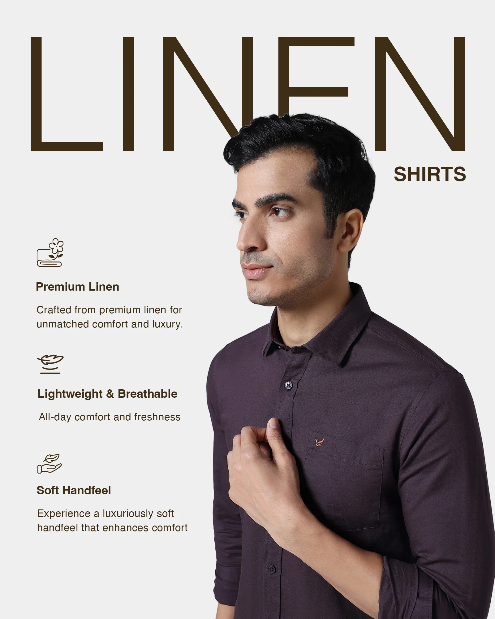 Dark Purple Linen Solid Shirt - Cleo - Image 7