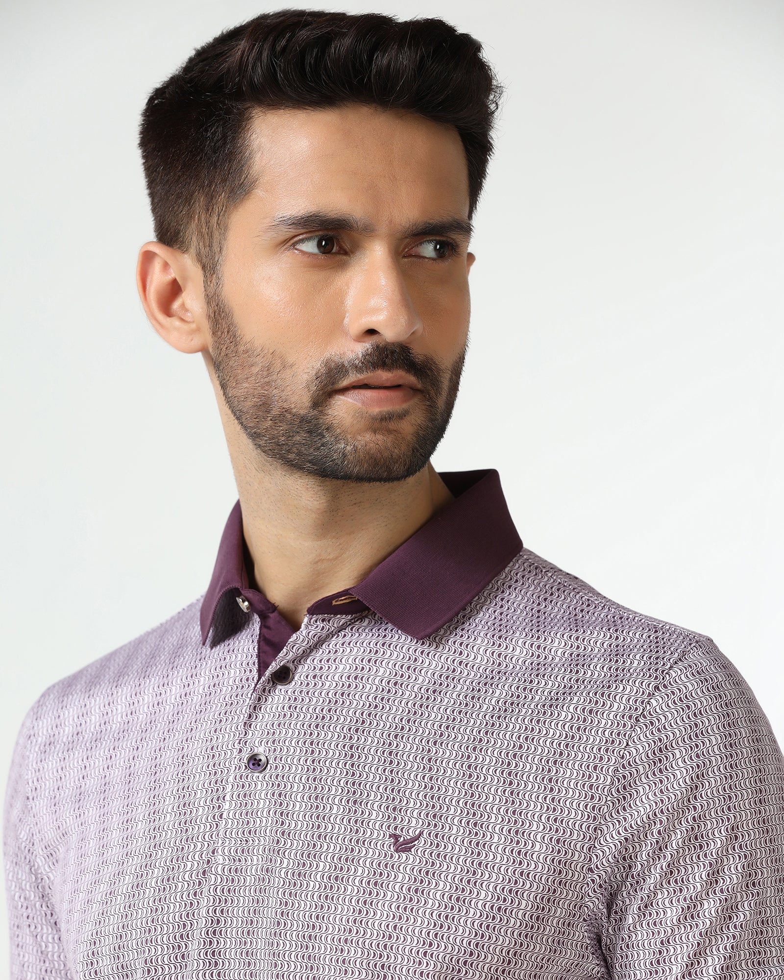 Dark Purple Printed Polo - Zap - Image 4