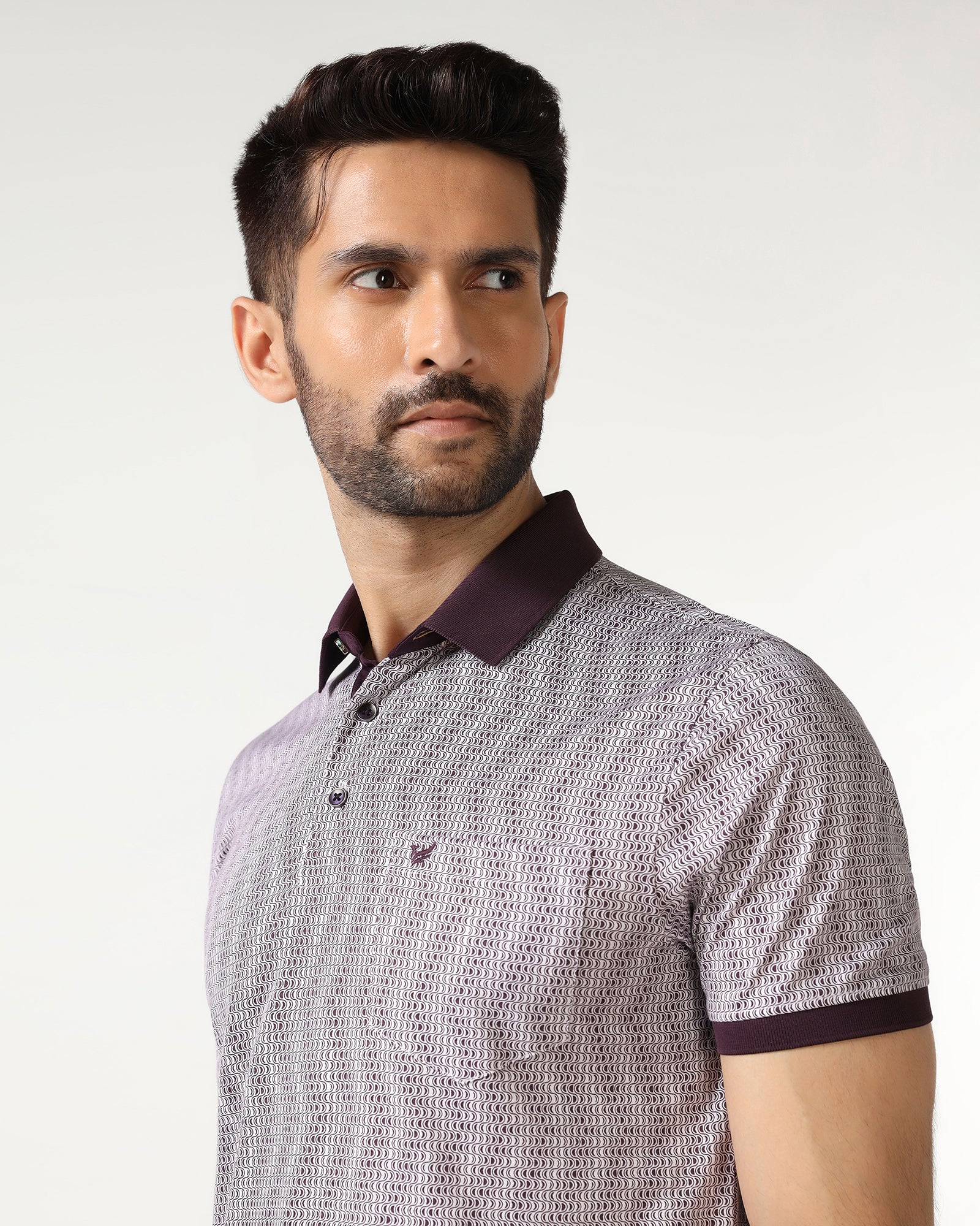 Dark Purple Printed Polo - Zap - Image 4