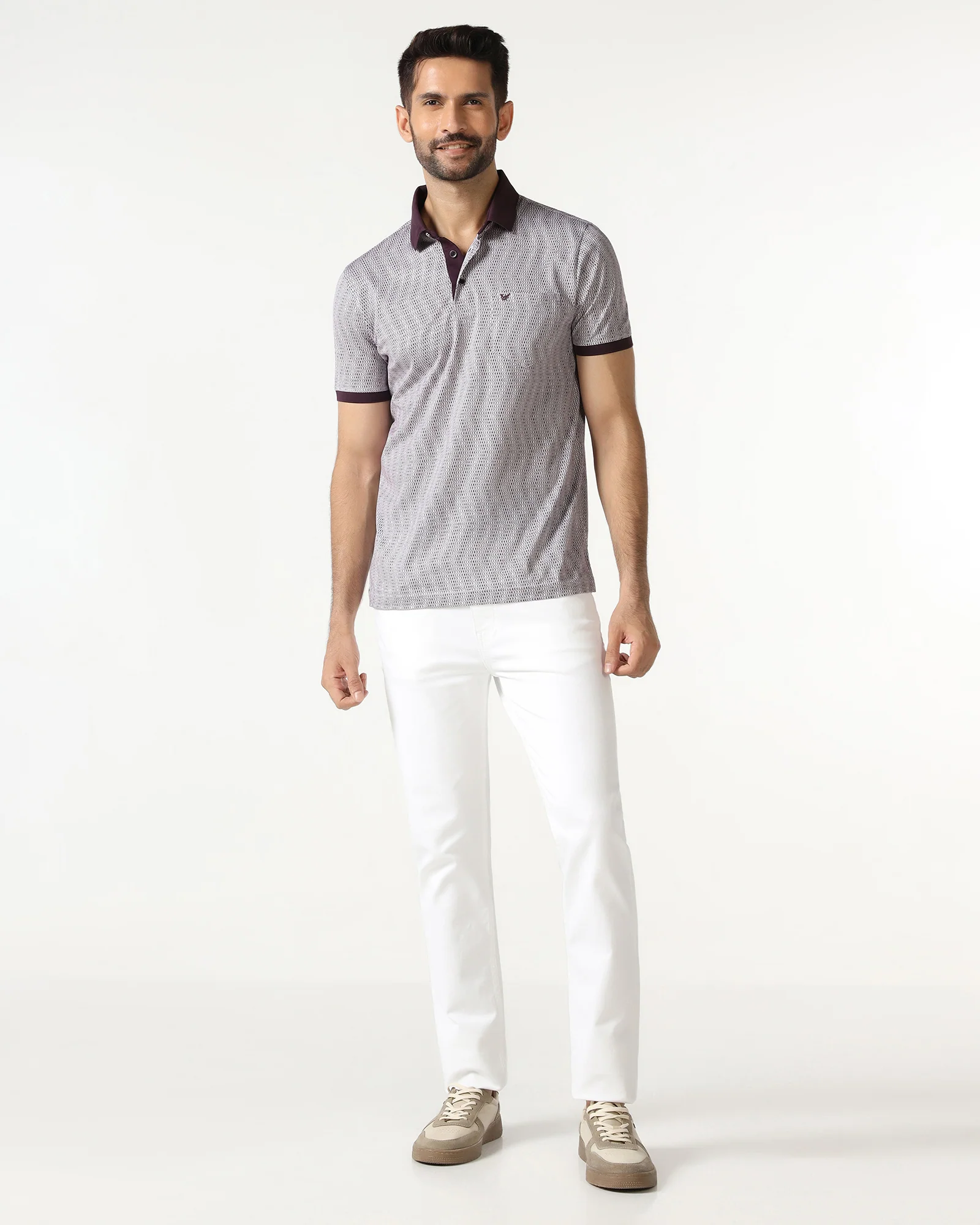 Dark Purple Printed Polo - Zap - Image 8