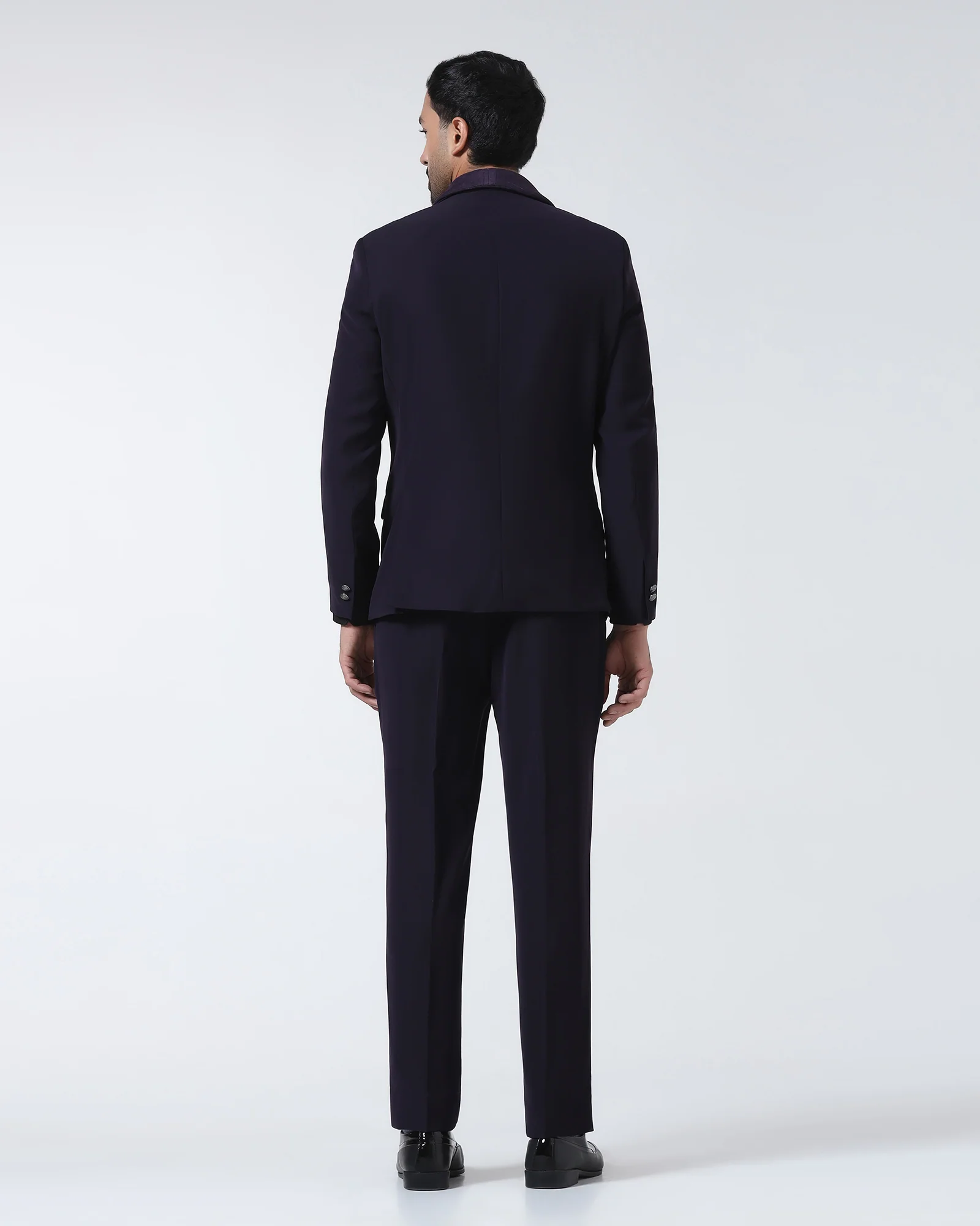 Dark Purple Three Piece Solid Suit - Erron - Image 2