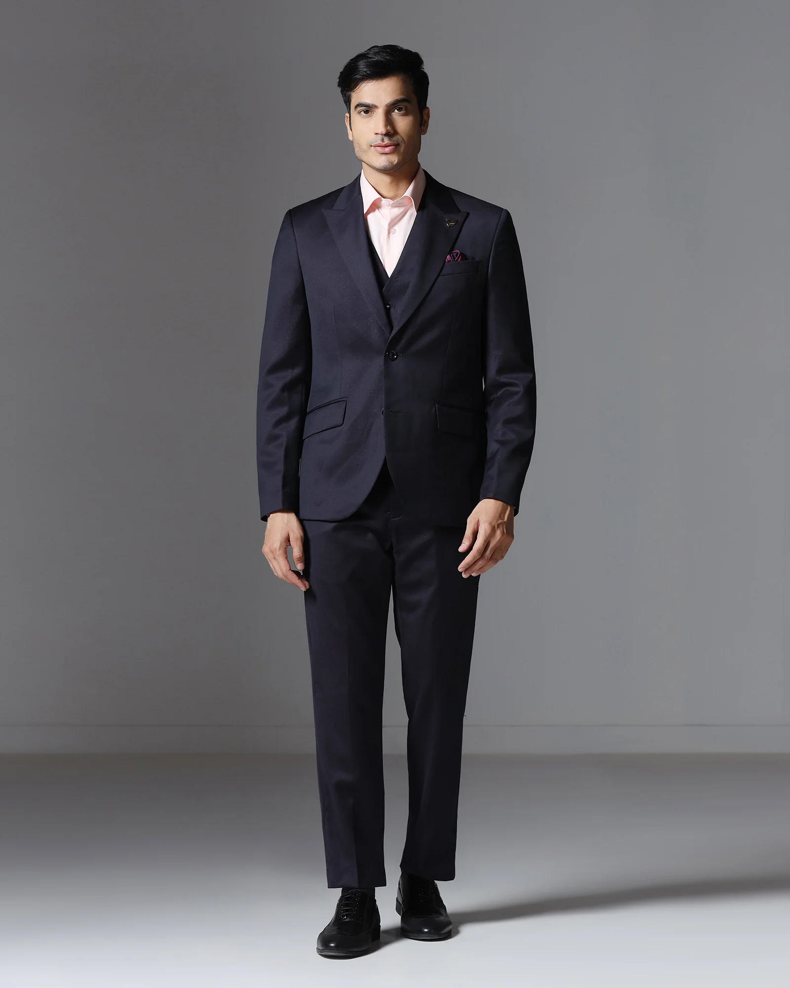 Dark Purple Three Piece Textured Suit - Pixel
