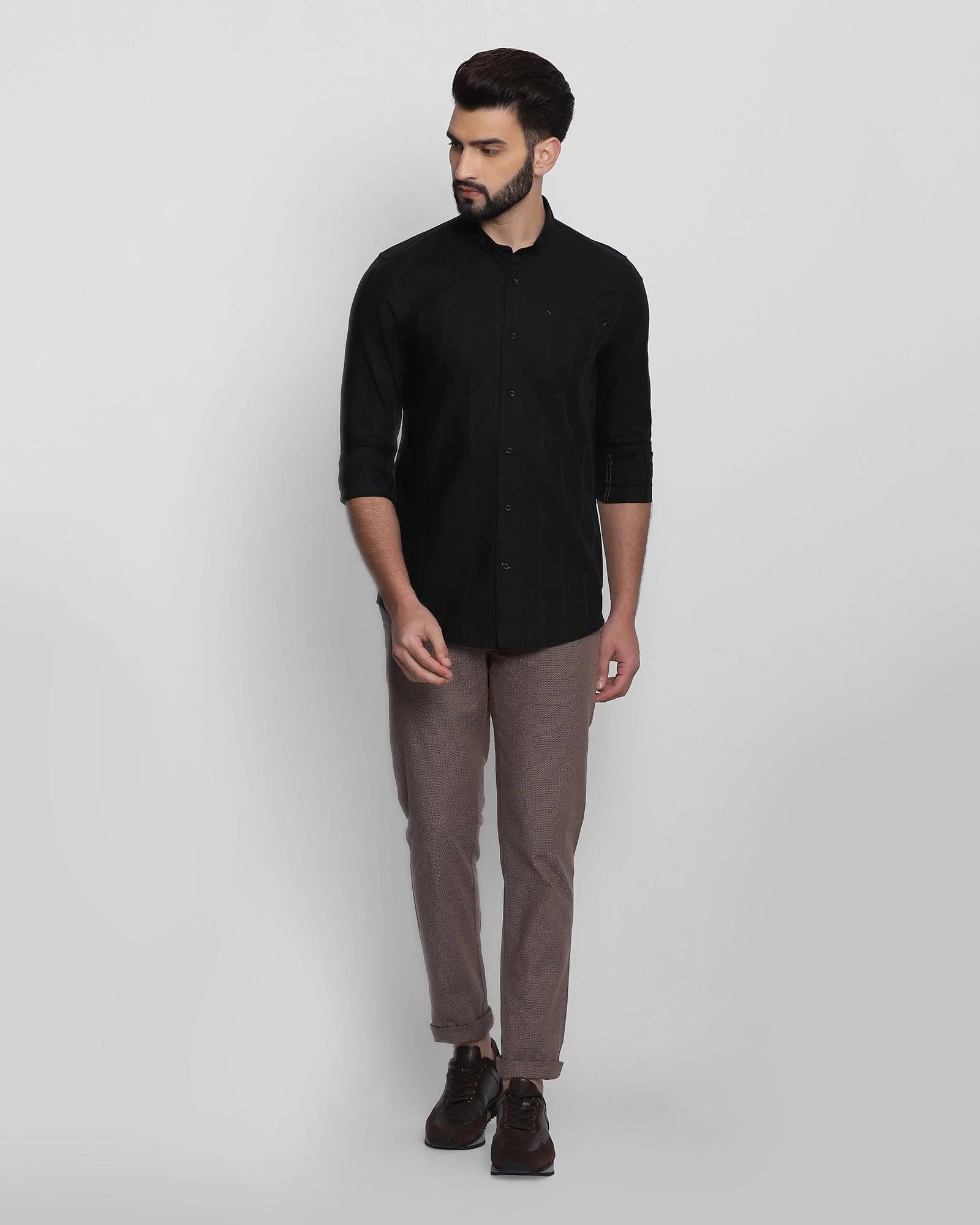 Casual Black Solid Shirt - Davis - Image 3
