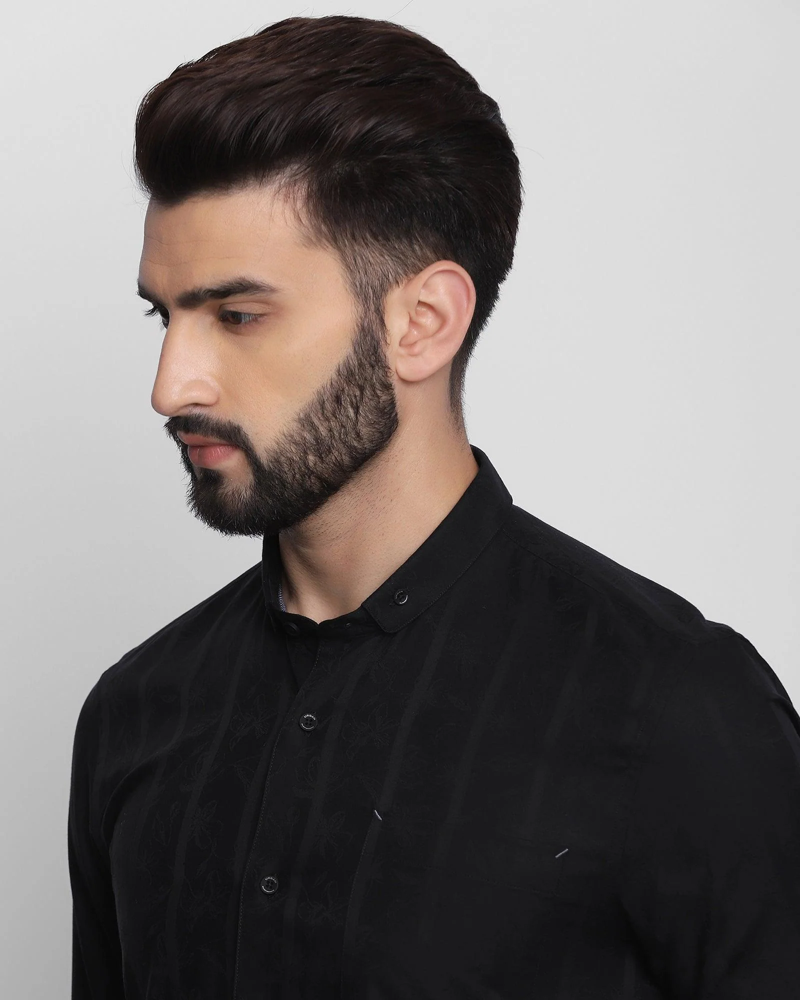 Casual Black Solid Shirt - Davis - Image 4